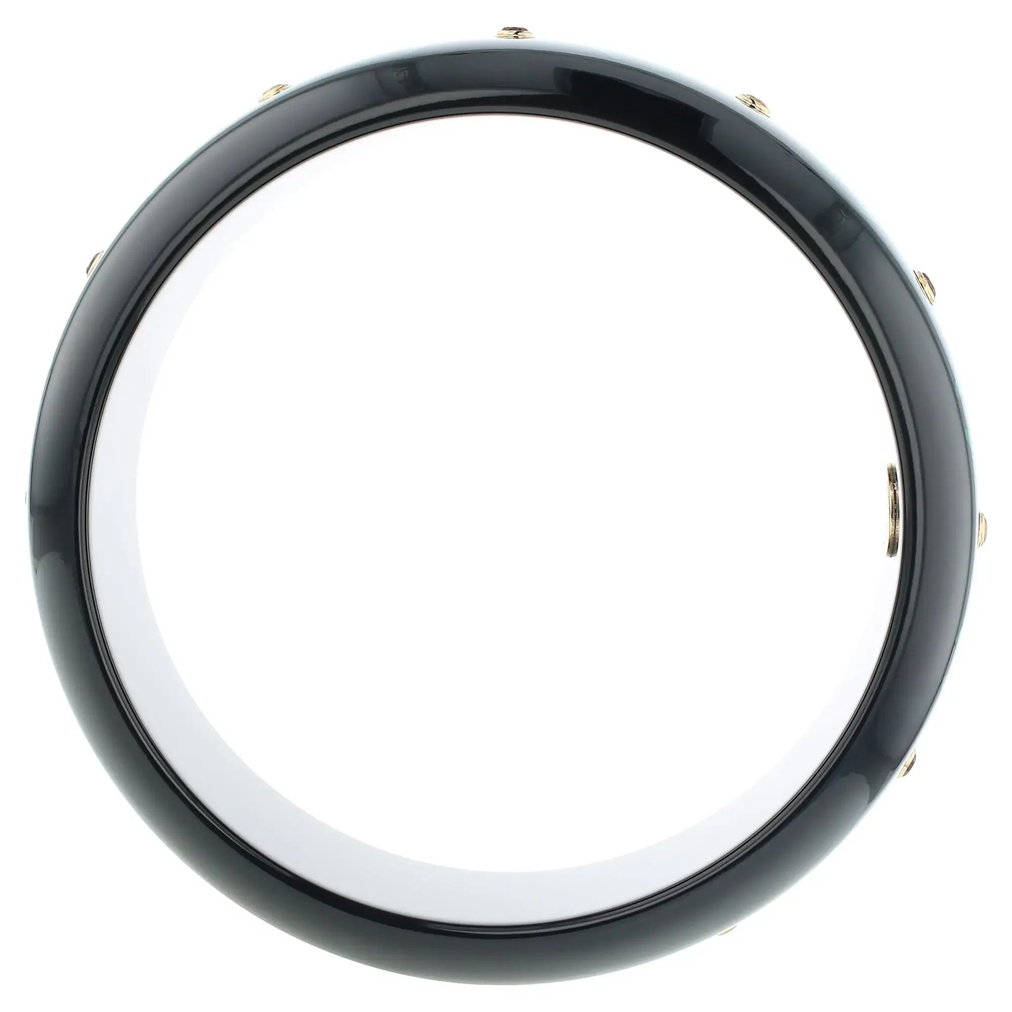 Kara Bangle | Classic black bakelite with inlay and stones.