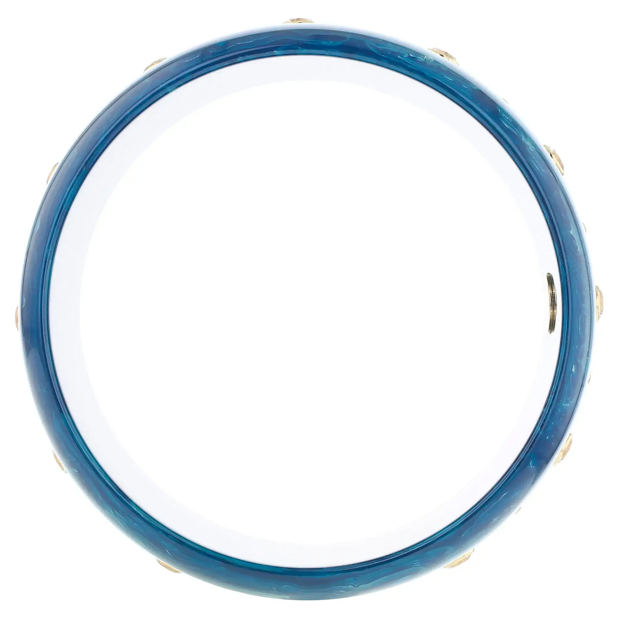 Kara Bangle | Pacific blue bakelite with inlay and stones.