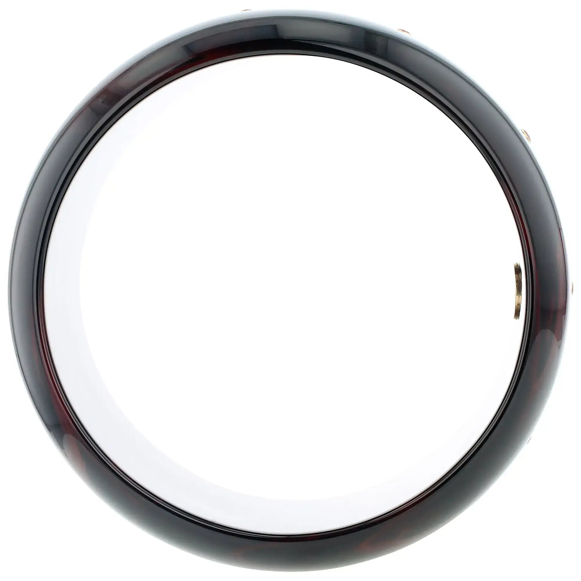 Karmen Bangle | Dark sienna bakelite with inlay and stones.
