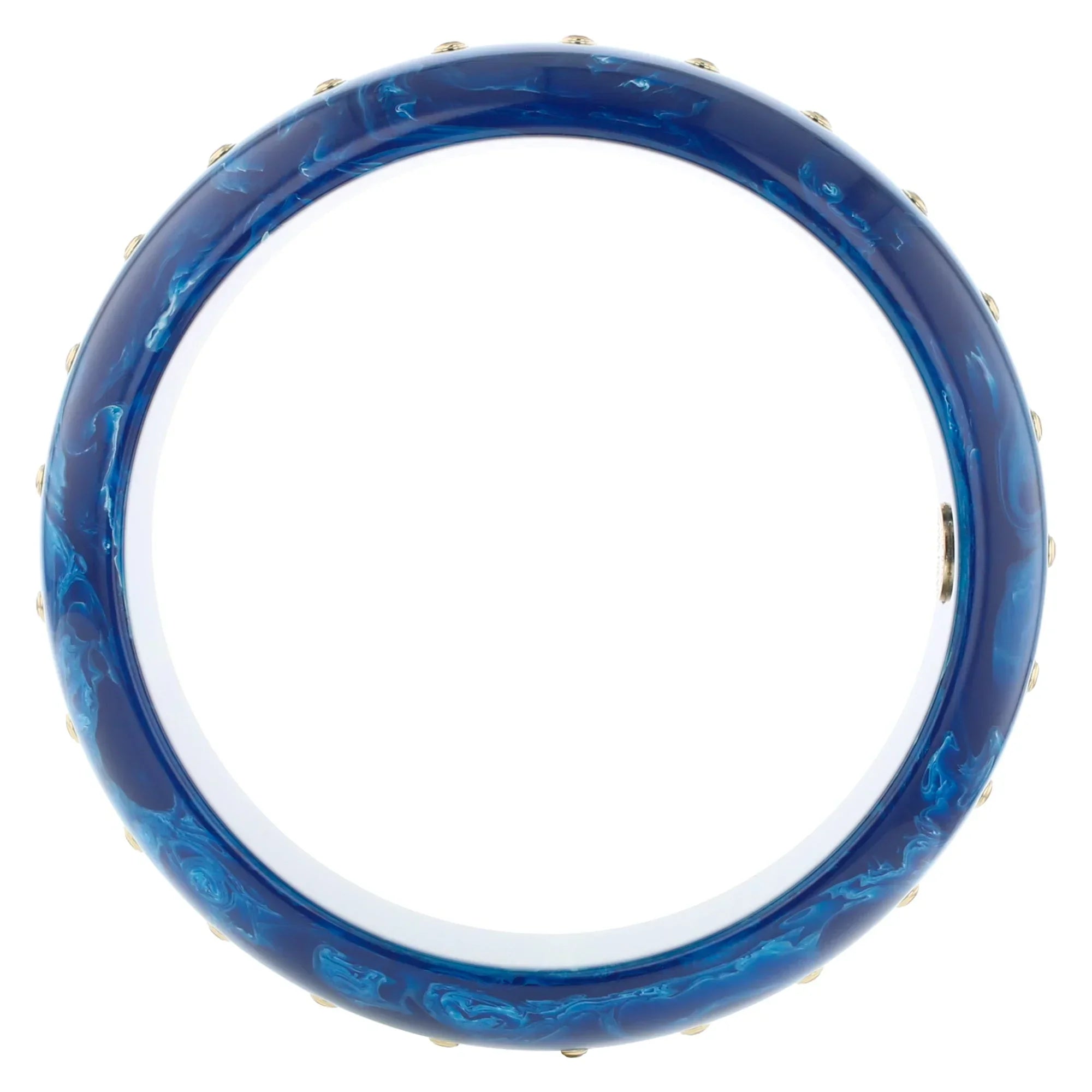Katherine Bangle | Cerulean blue bakelite with inlay and stones.