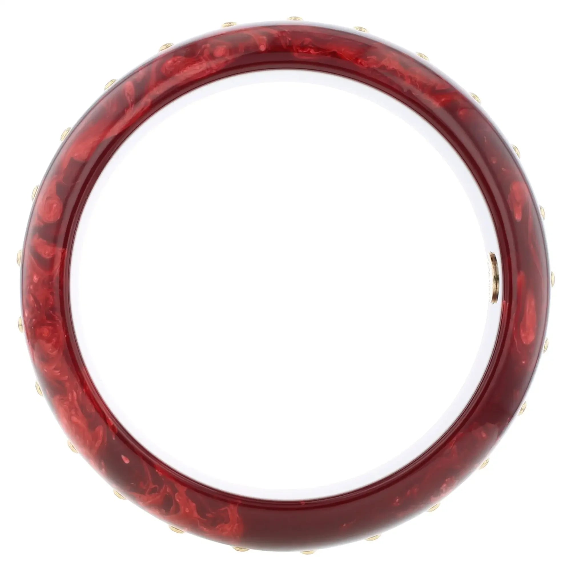 Katherine Bangle | Bakelite with pink squares inlay and stones.