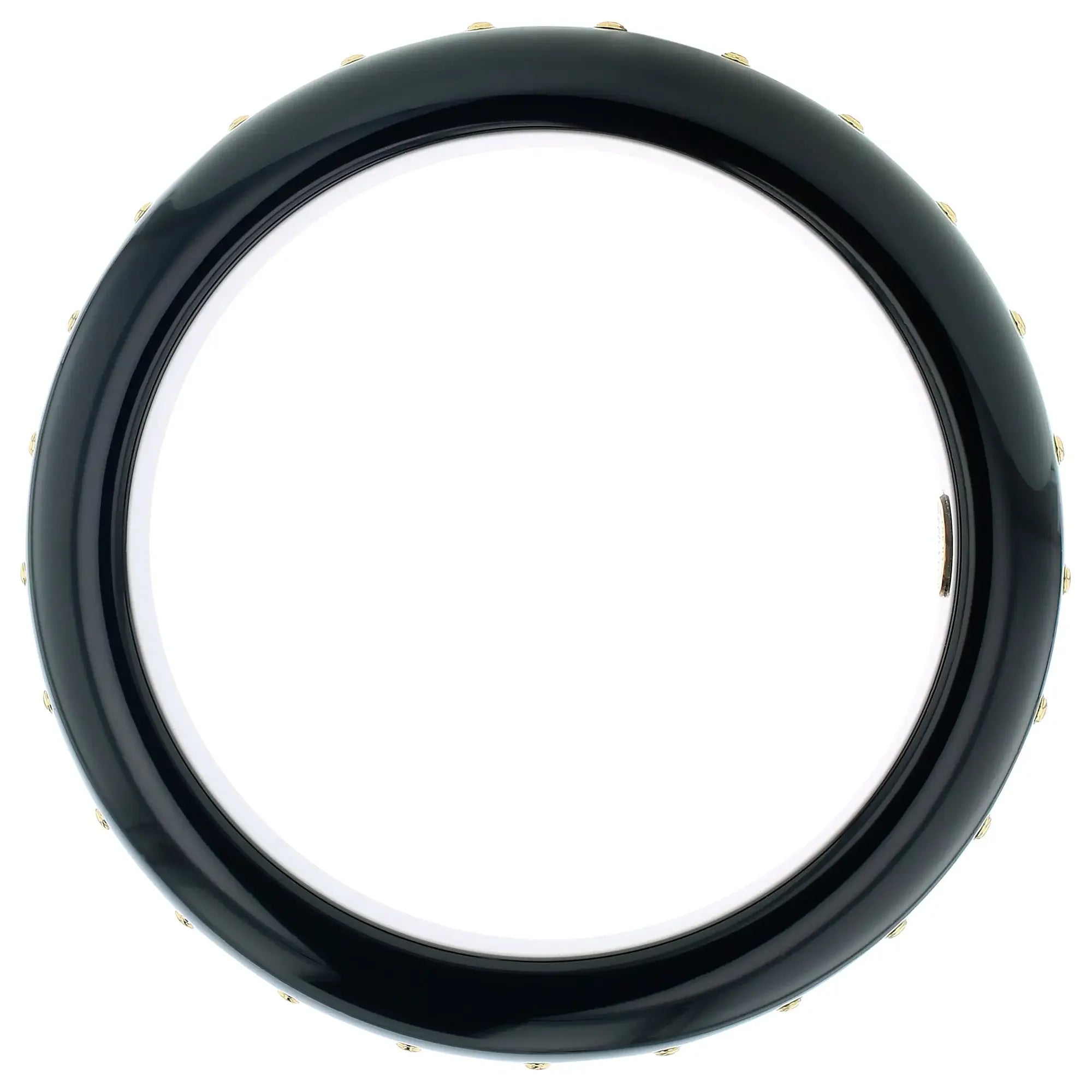 Katherine Bangle | Midnight black bakelite with inlay and stones.
