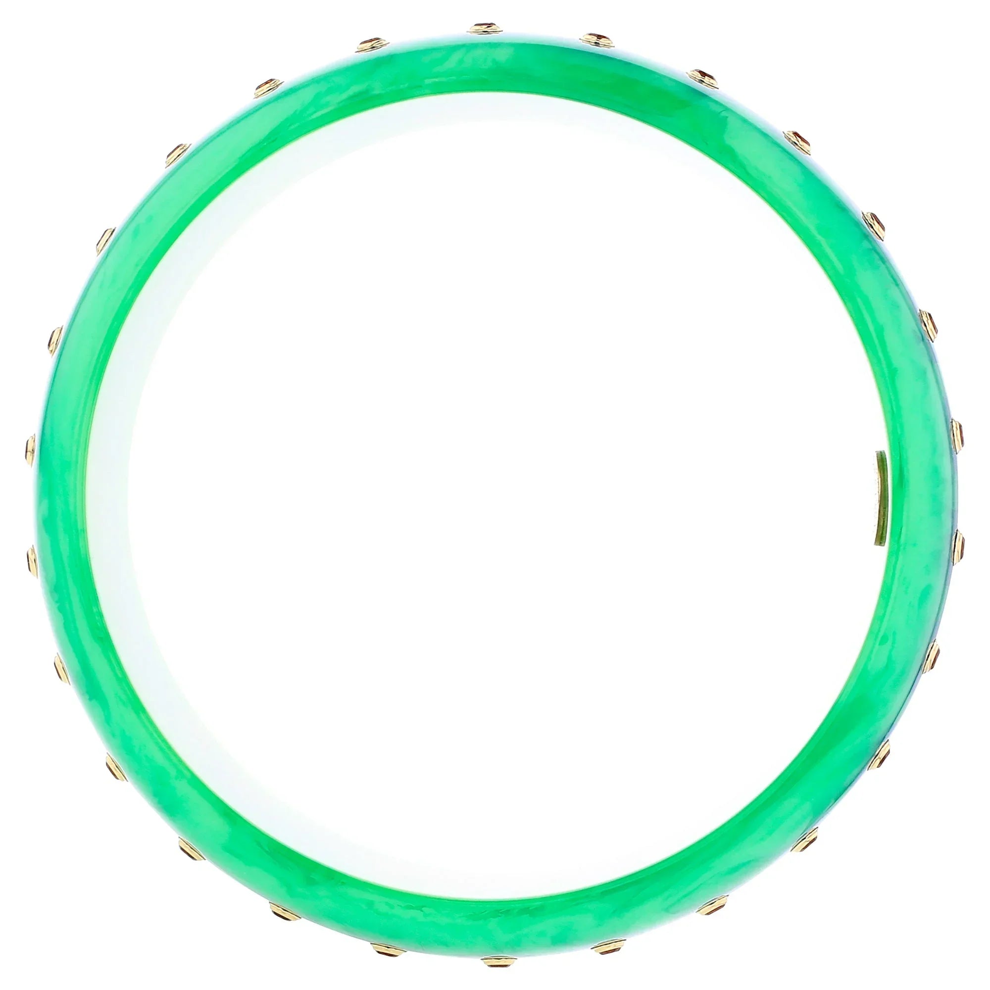 Katherine Bangle | Seafoam green bakelite with inlay and stones.