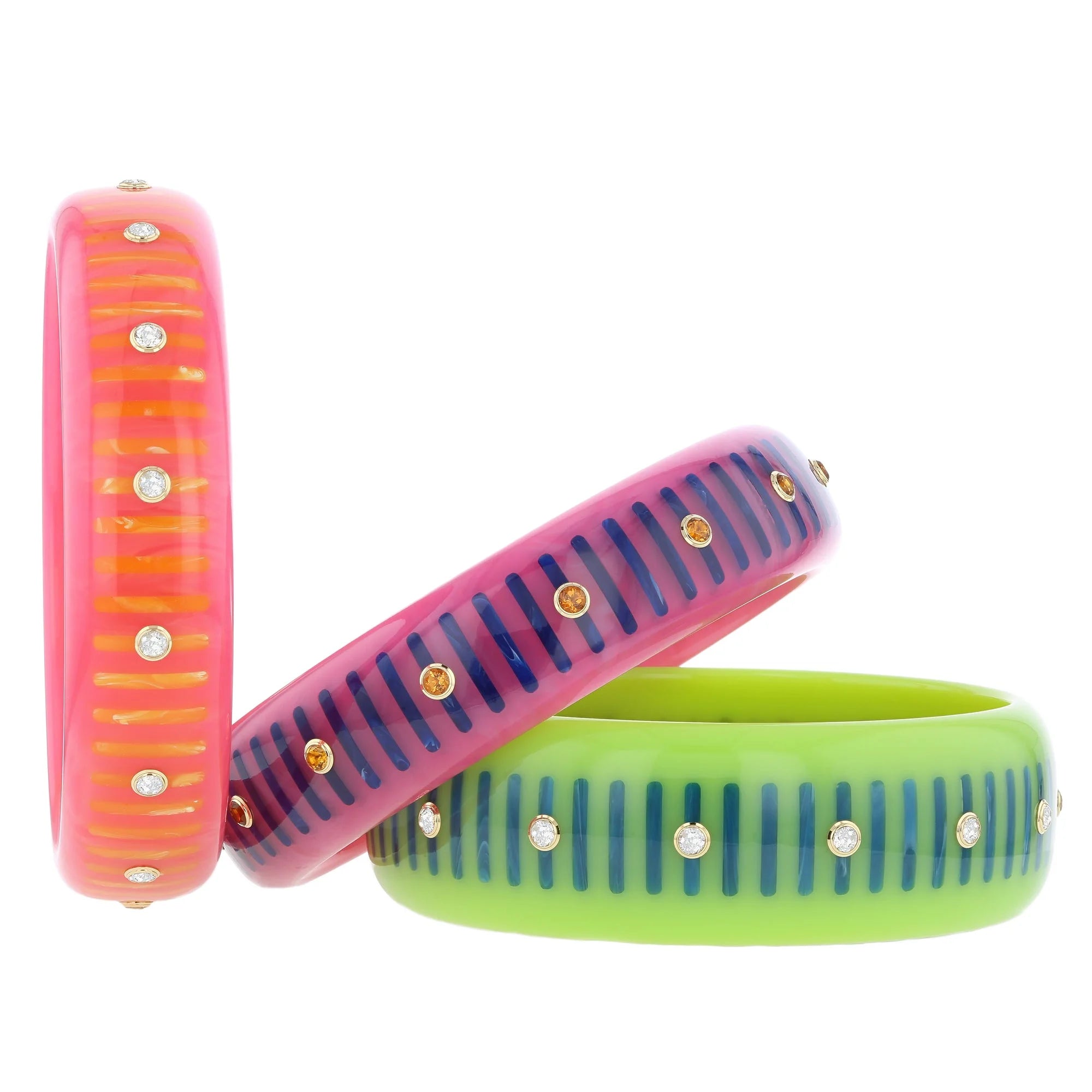 Lenora Bangle | Bakelite With Inlay And Stones.