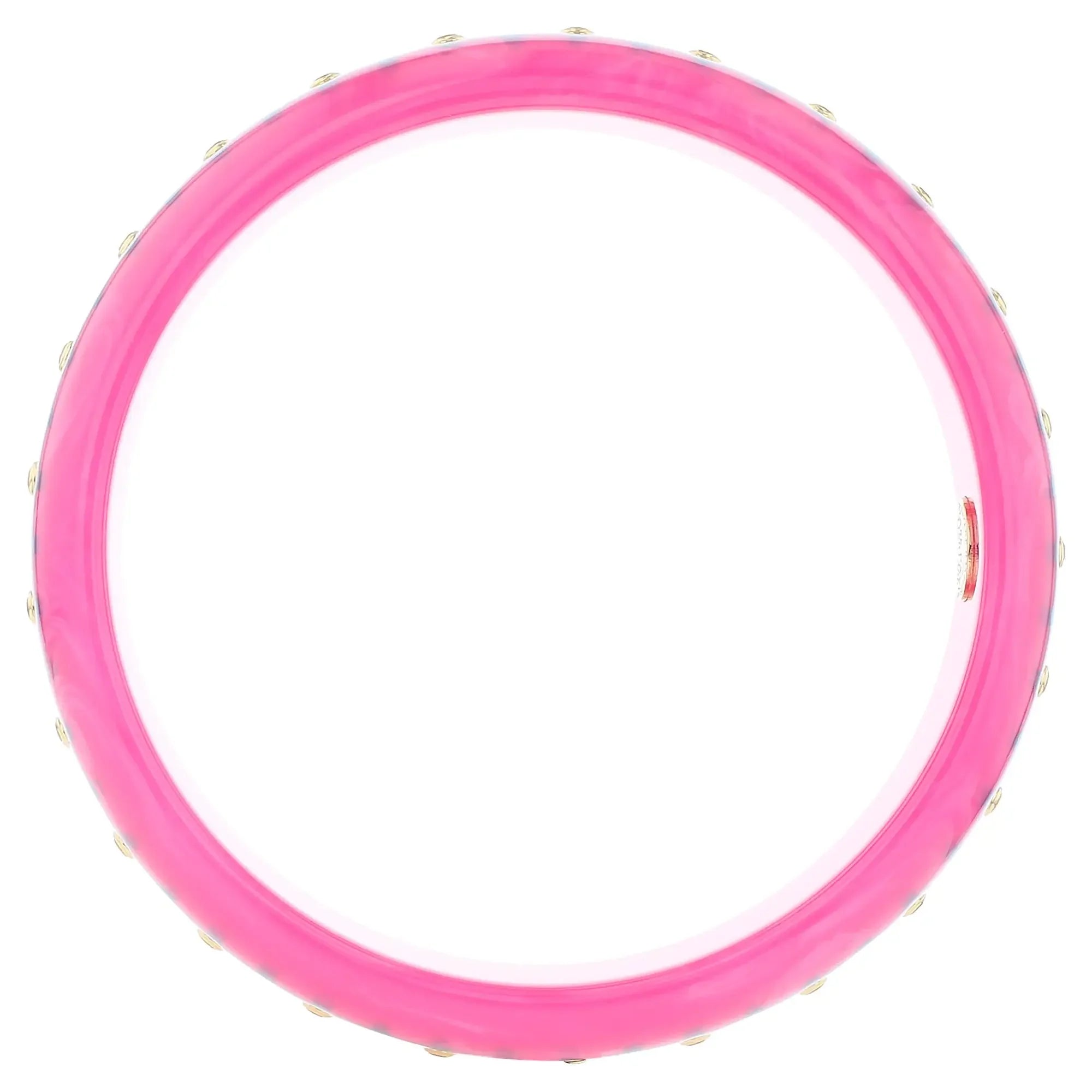 Lenora Bangle | Carnation pink bakelite with inlay and stones.