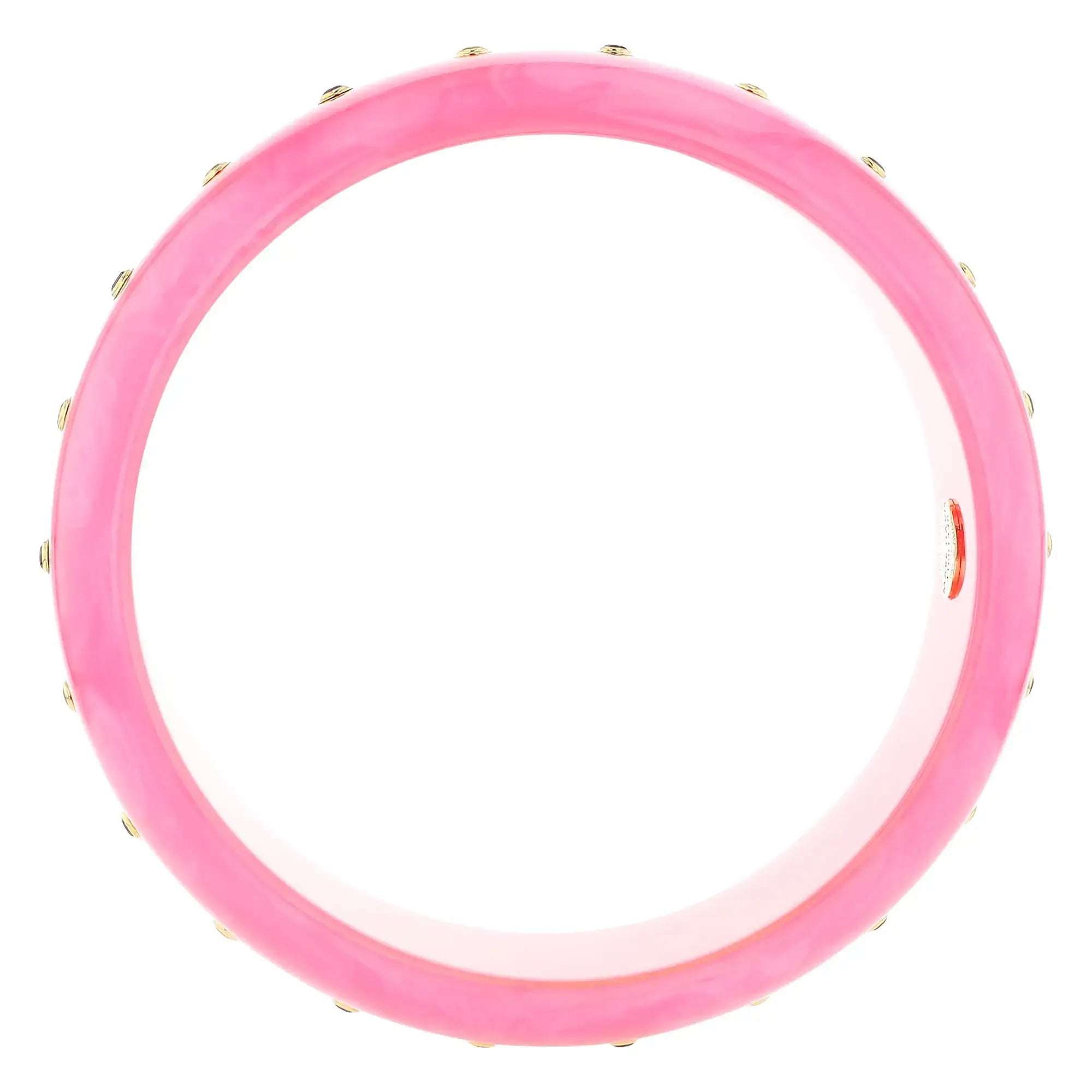 Lia Bangle | Ballerina pink bakelite with inlay and stones.