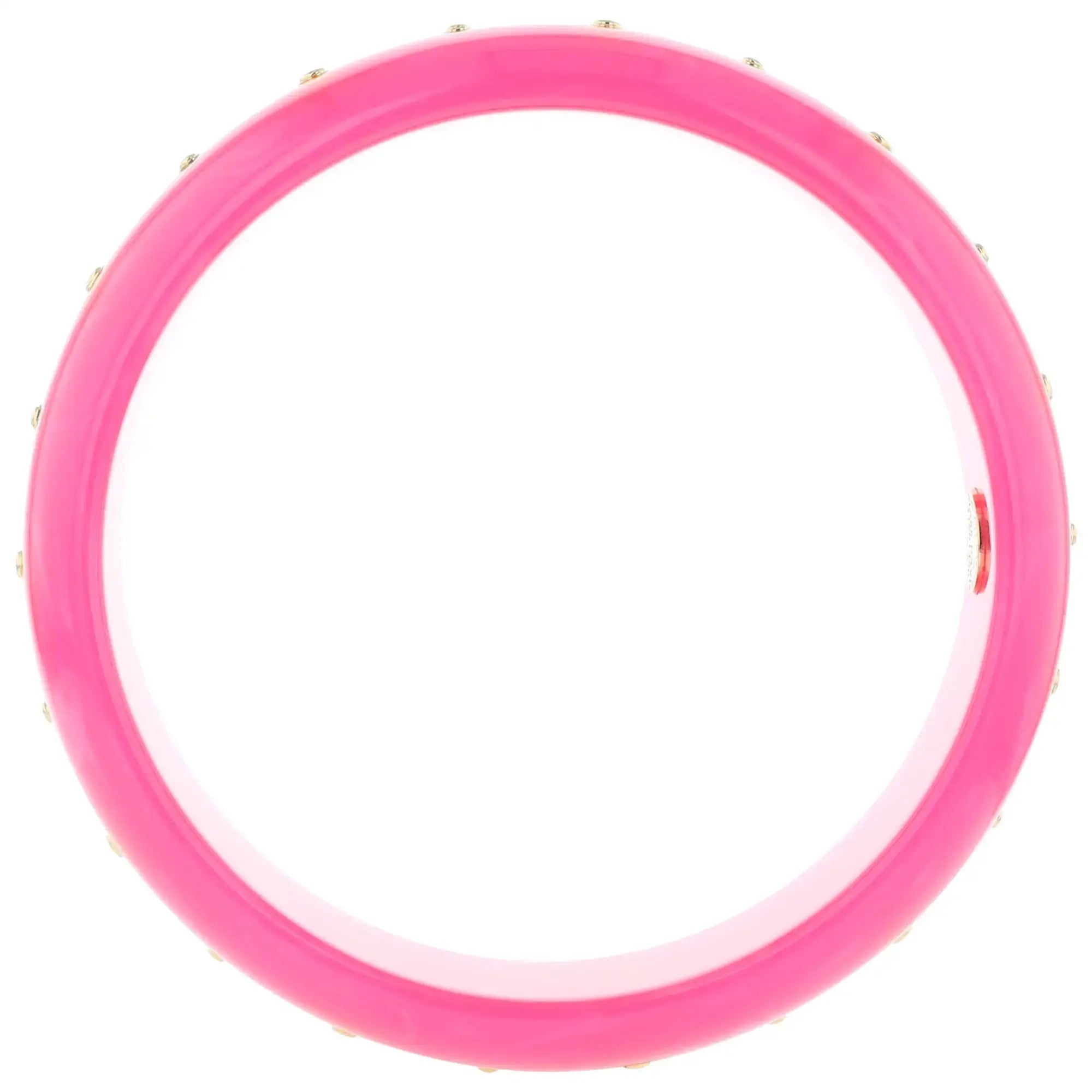 Lia Bangle | Bright pink bakelite with inlay and stones.