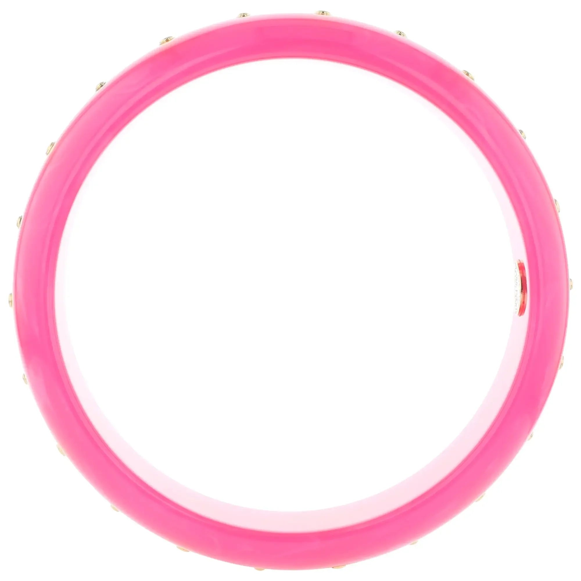 Lia Bangle | Bright pink bakelite with inlay and stones.