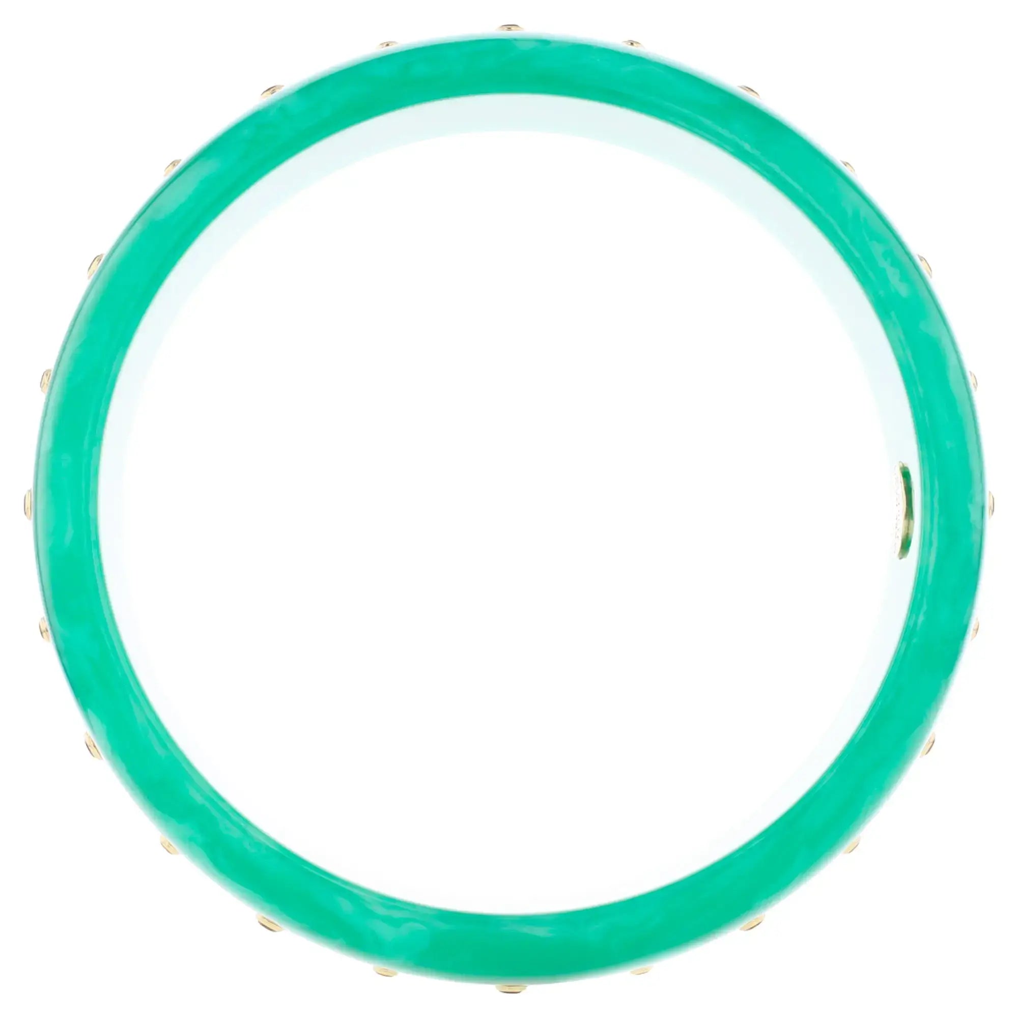 Lia Bangle | Bluish green bakelite with inlay and stones.