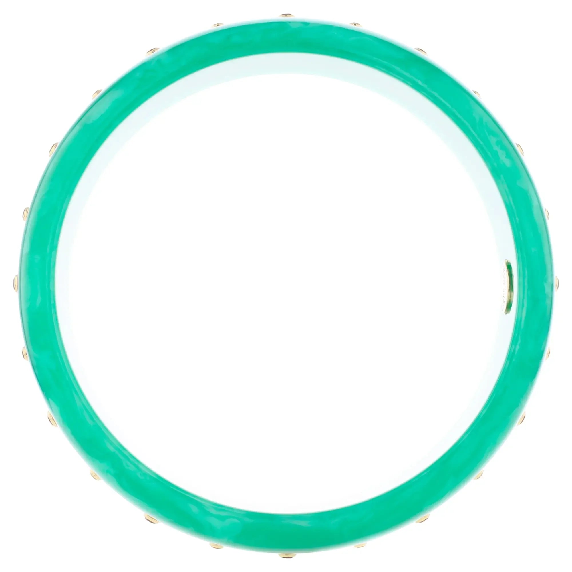 Lia Bangle | Bluish green bakelite with inlay and stones.