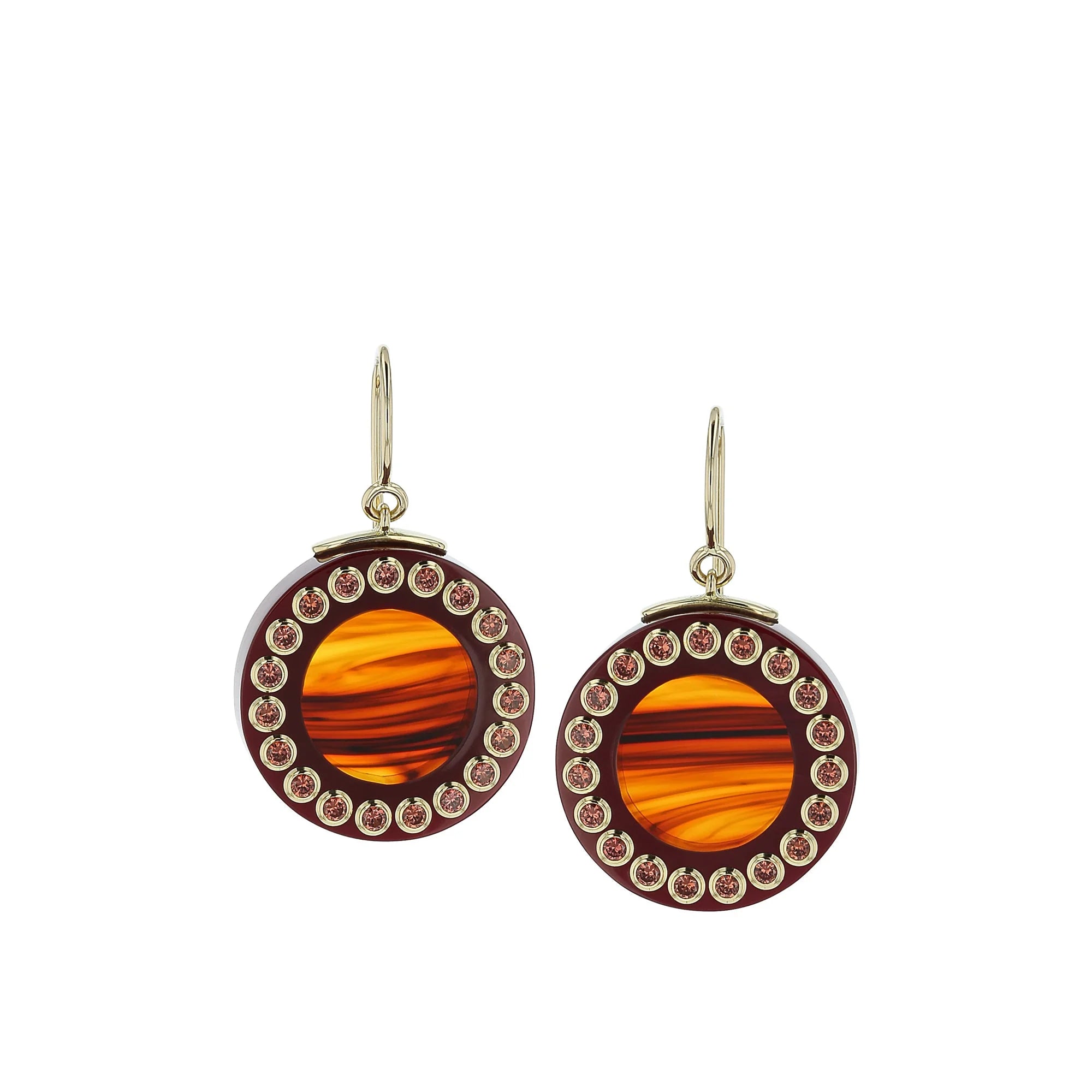Lily Earrings | Bakelite with gold and stones.
