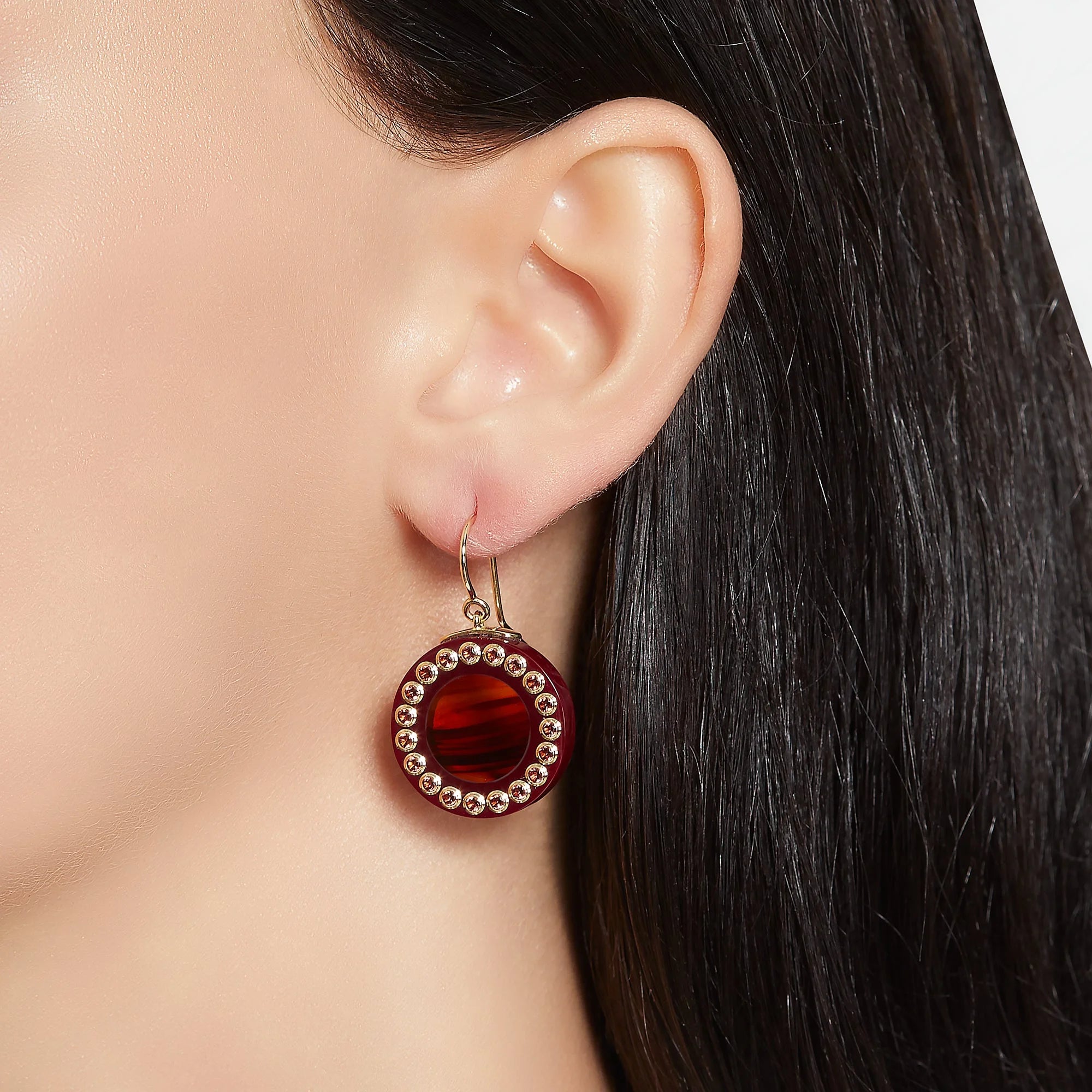 Lily Earrings | Bakelite with gold and stones.