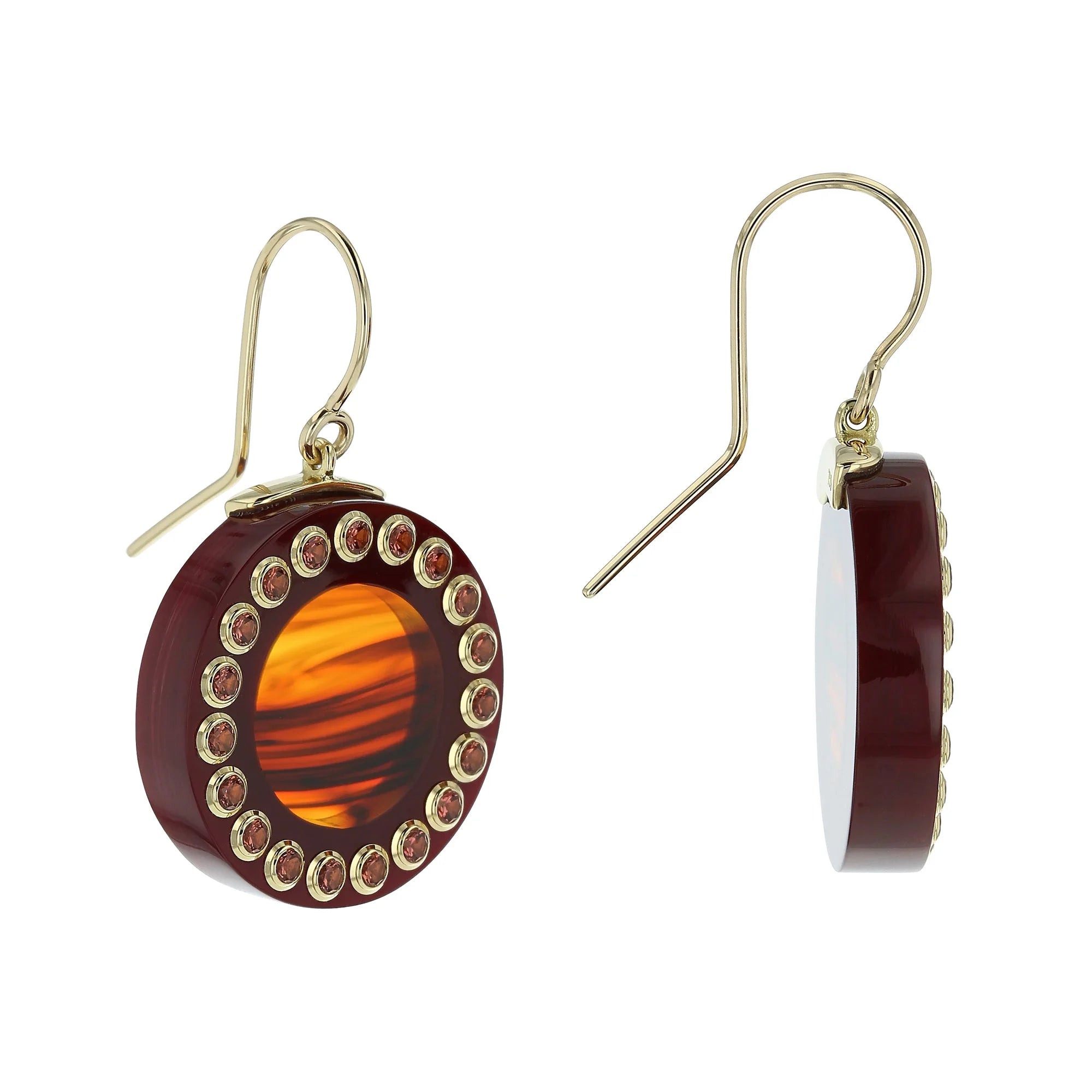 Lily Earrings | Bakelite with gold and stones.