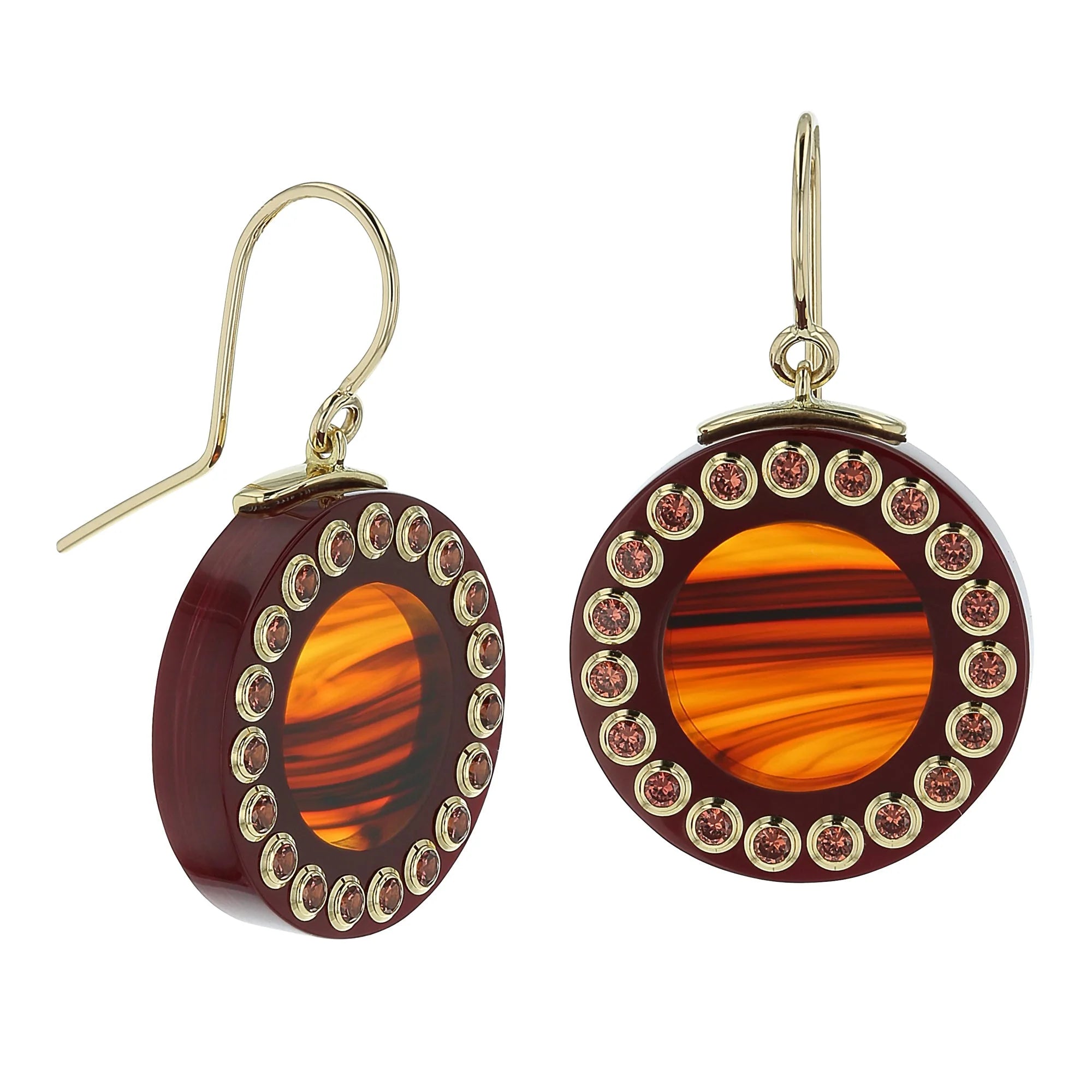 Lily Earrings | Bakelite with gold and stones.