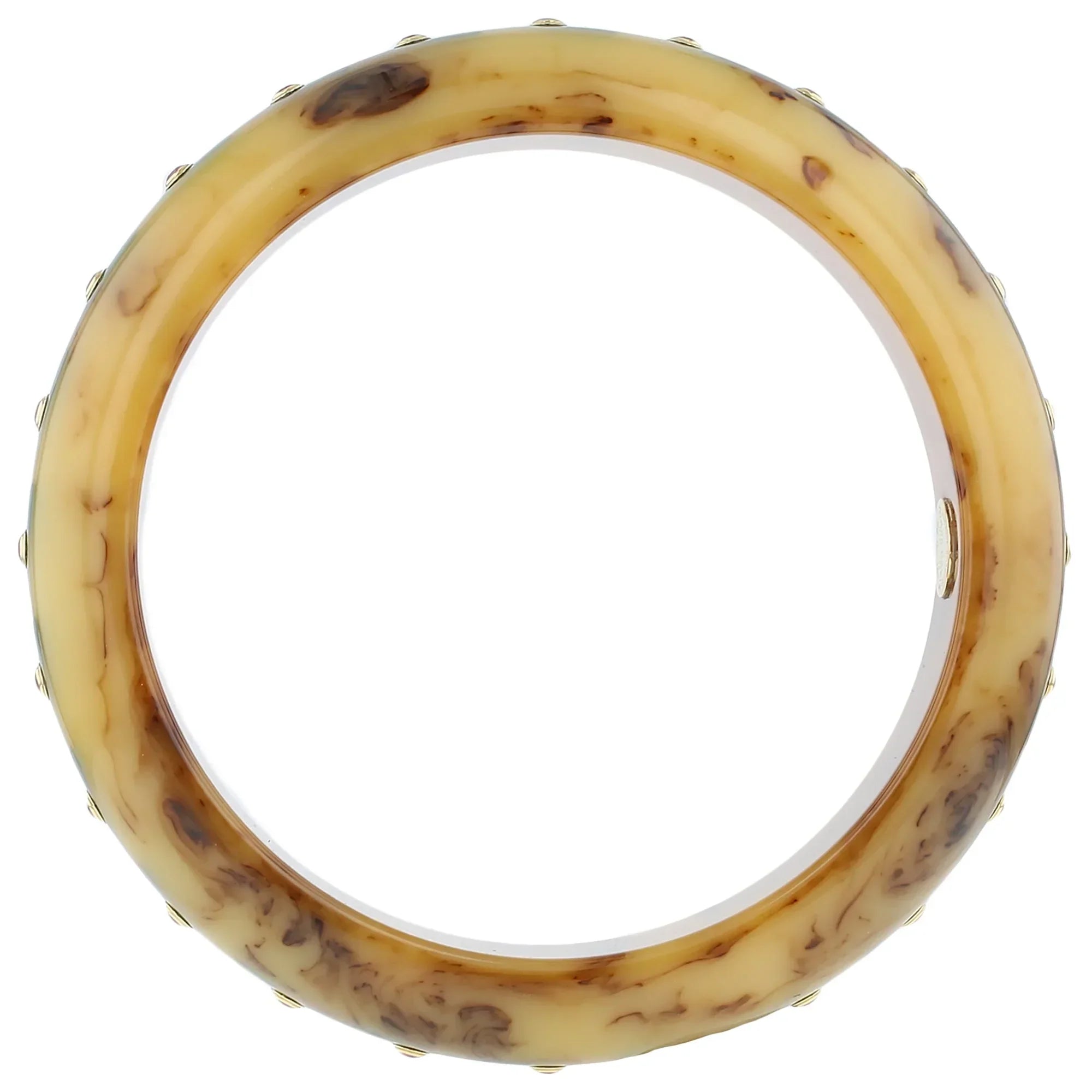 Linden Bangle | Cream beige bakelite with inlay and stones.