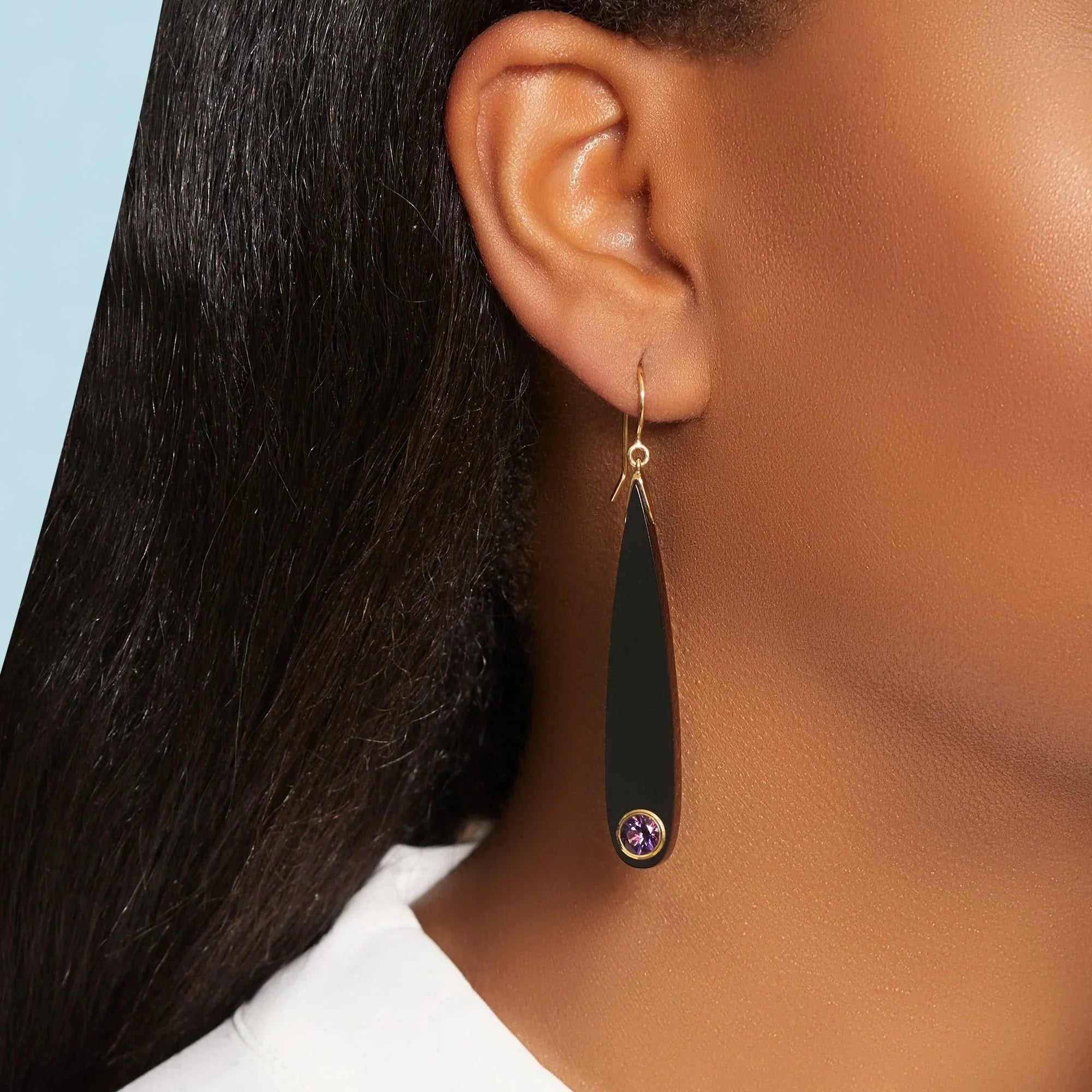 Lola Earrings | Bakelite drop earrings with amethyst.
