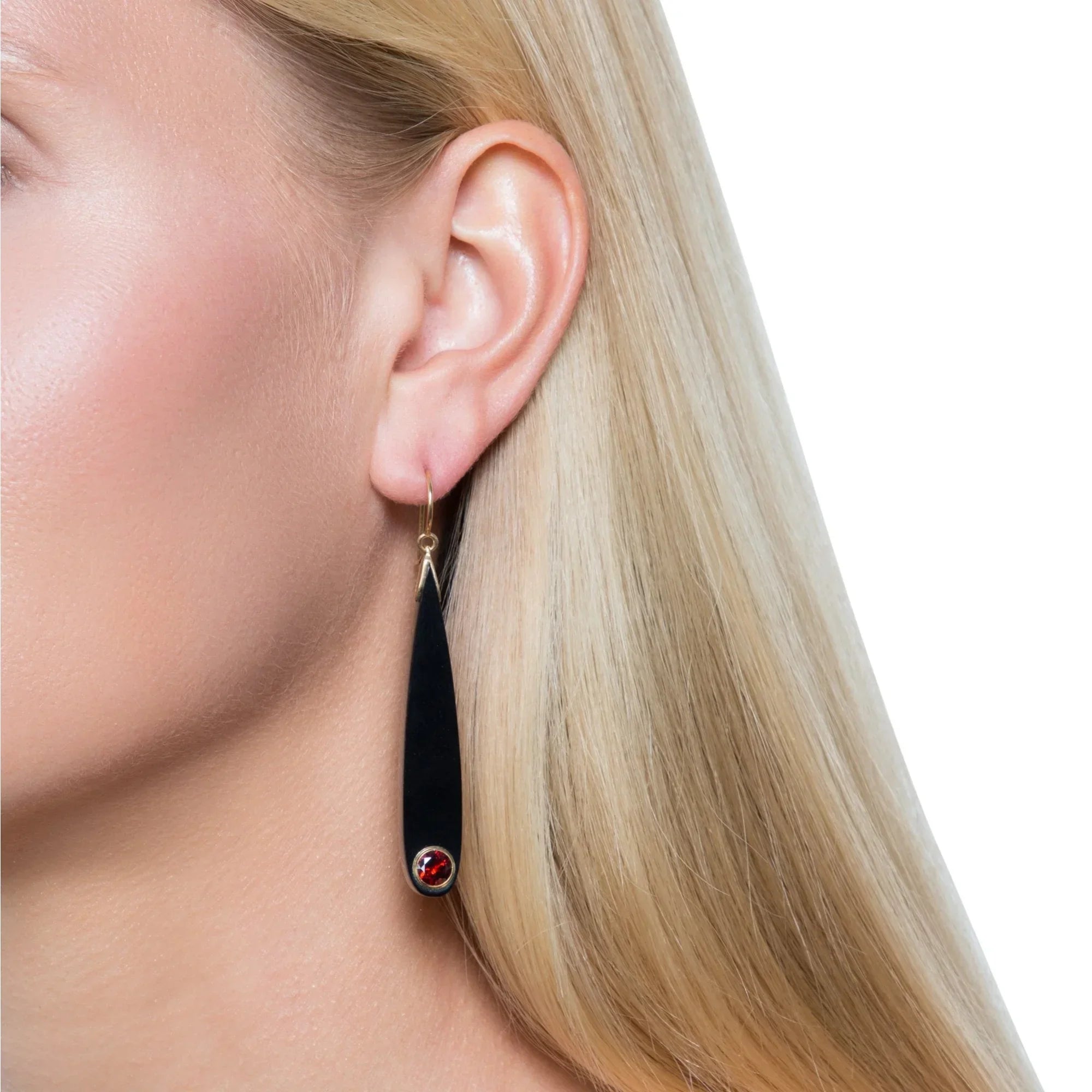Lola Earrings | Bakelite teardrop earrings with stones.