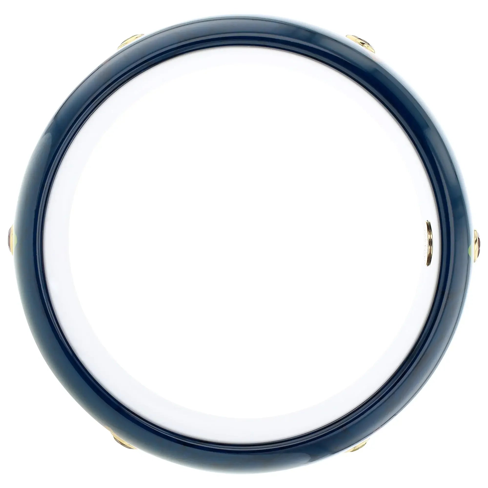 Lyra Bangle | Rich blue bakelite with inlay and stones.