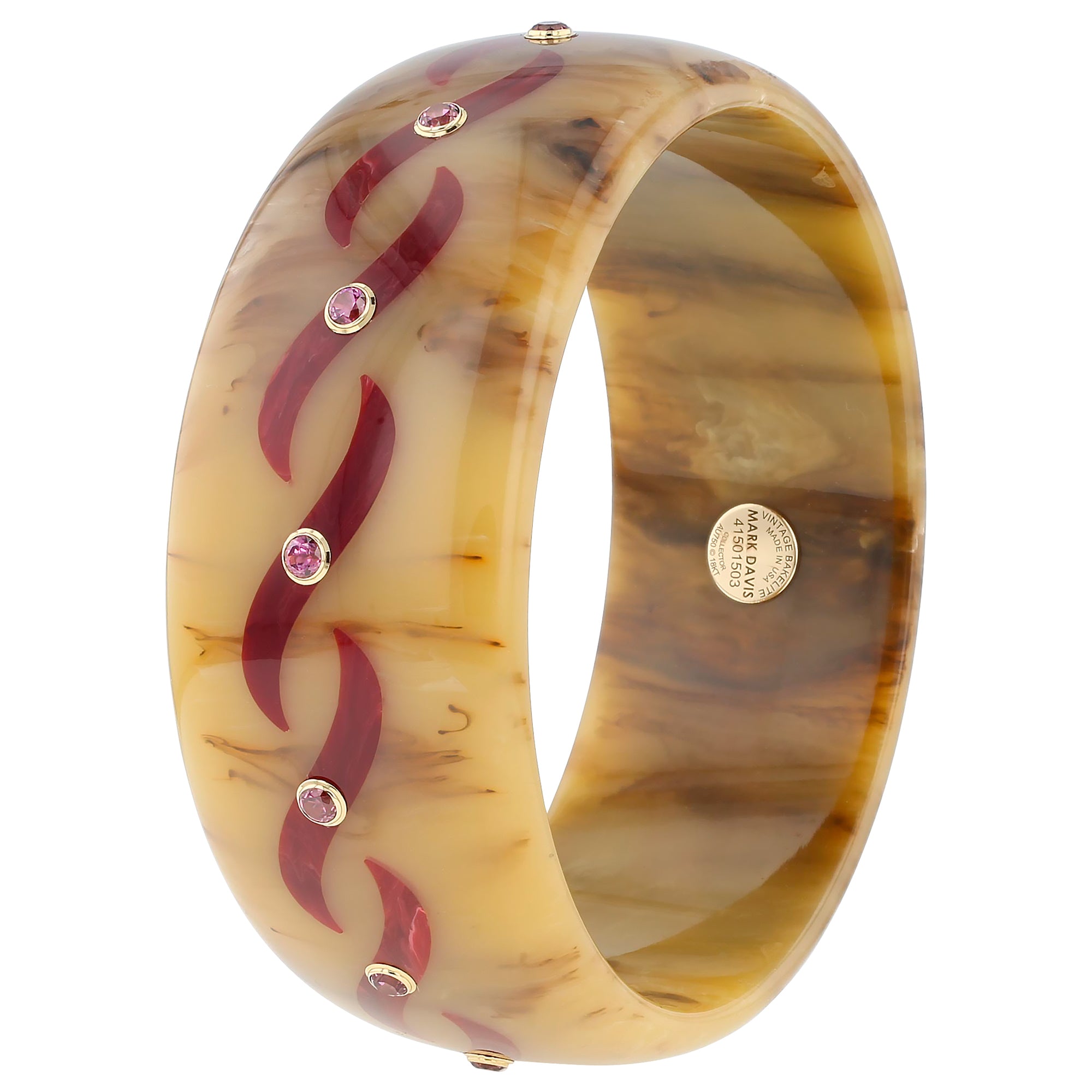 Mabyn Bangle | Bakelite with inlay and stones.