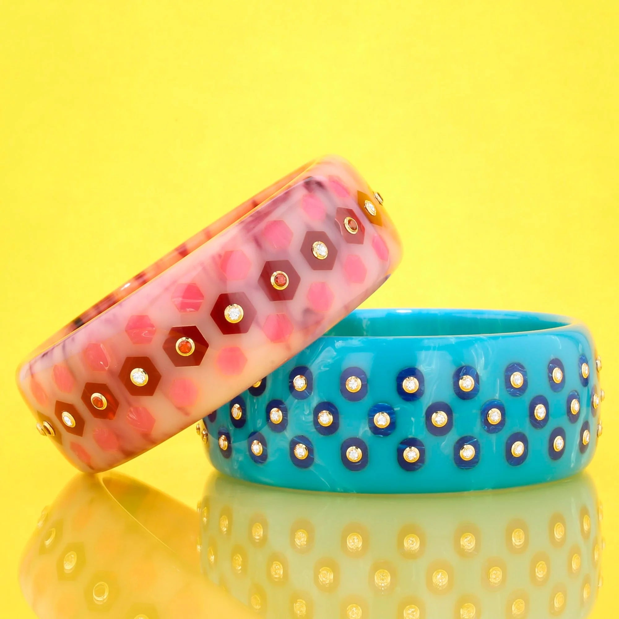 Mirabel Bangle | Pastel purple bakelite with inlay and stones.