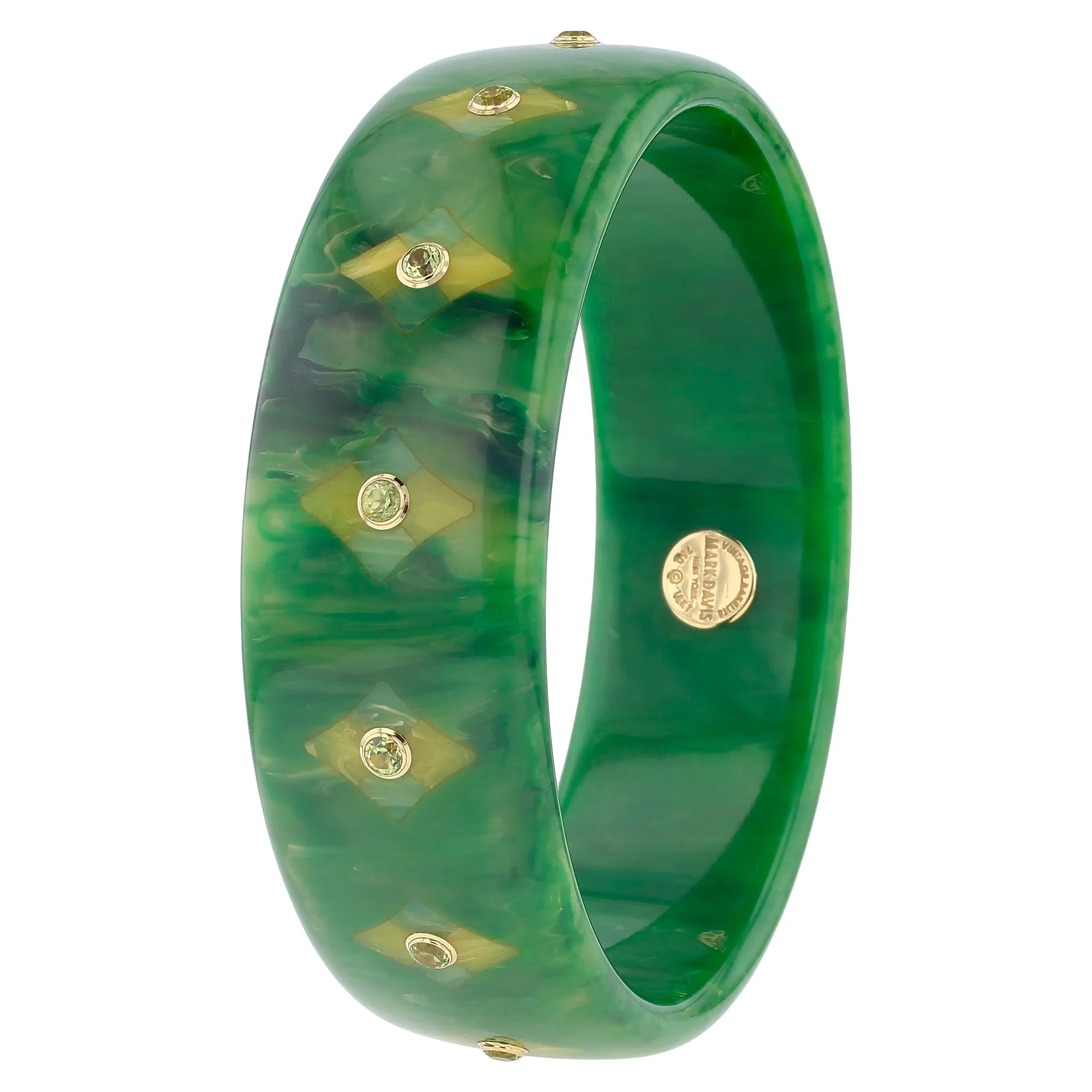 Natalia Bangle | Bakelite with inlay and stones.