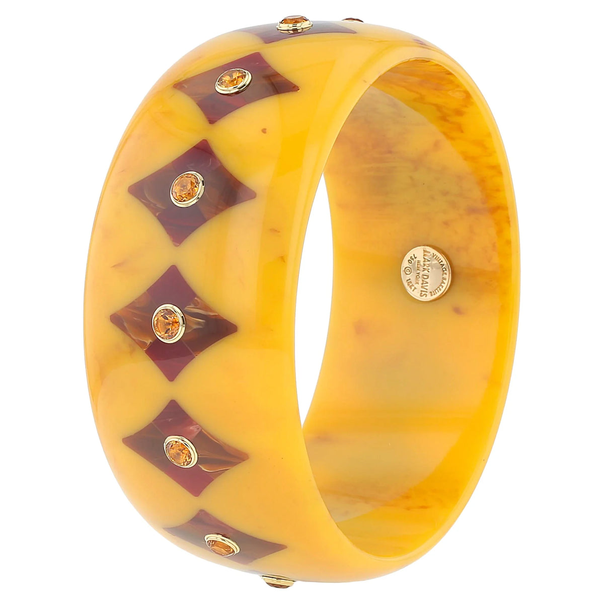 Natalia Bangle | Bakelite with inlay and stones.