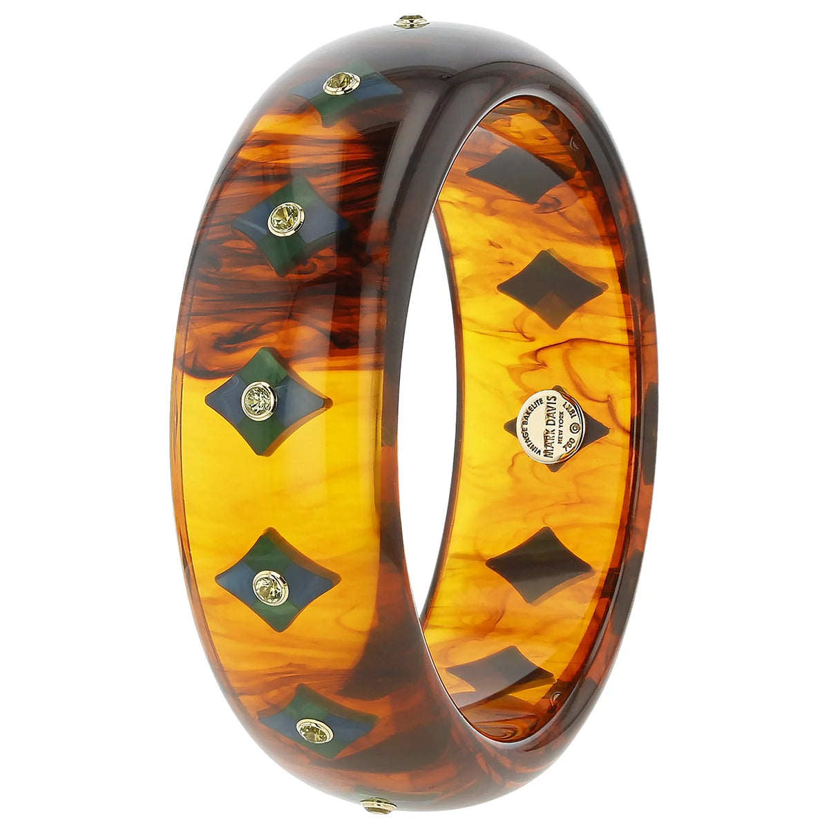 Natalia Bangle | Bakelite with inlay and stones.