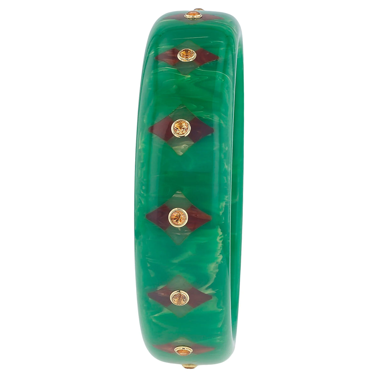 Natalia Bangle | Bakelite with inlay and stones.