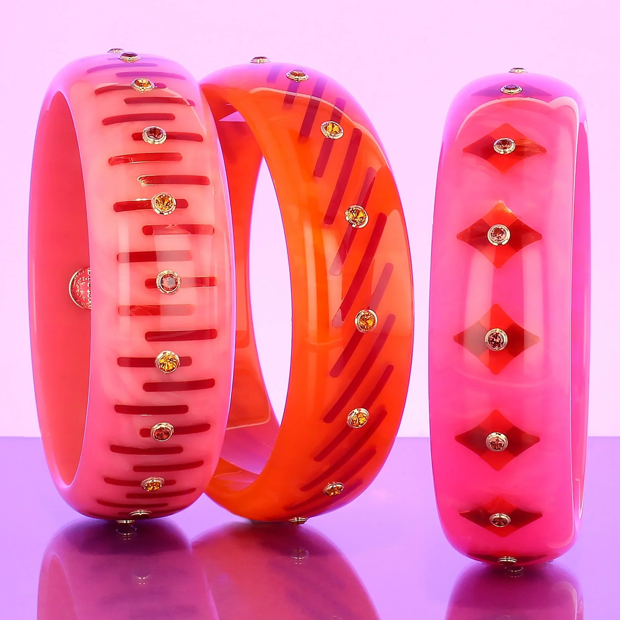 Natalia Bangle | Bakelite with inlay and stones.