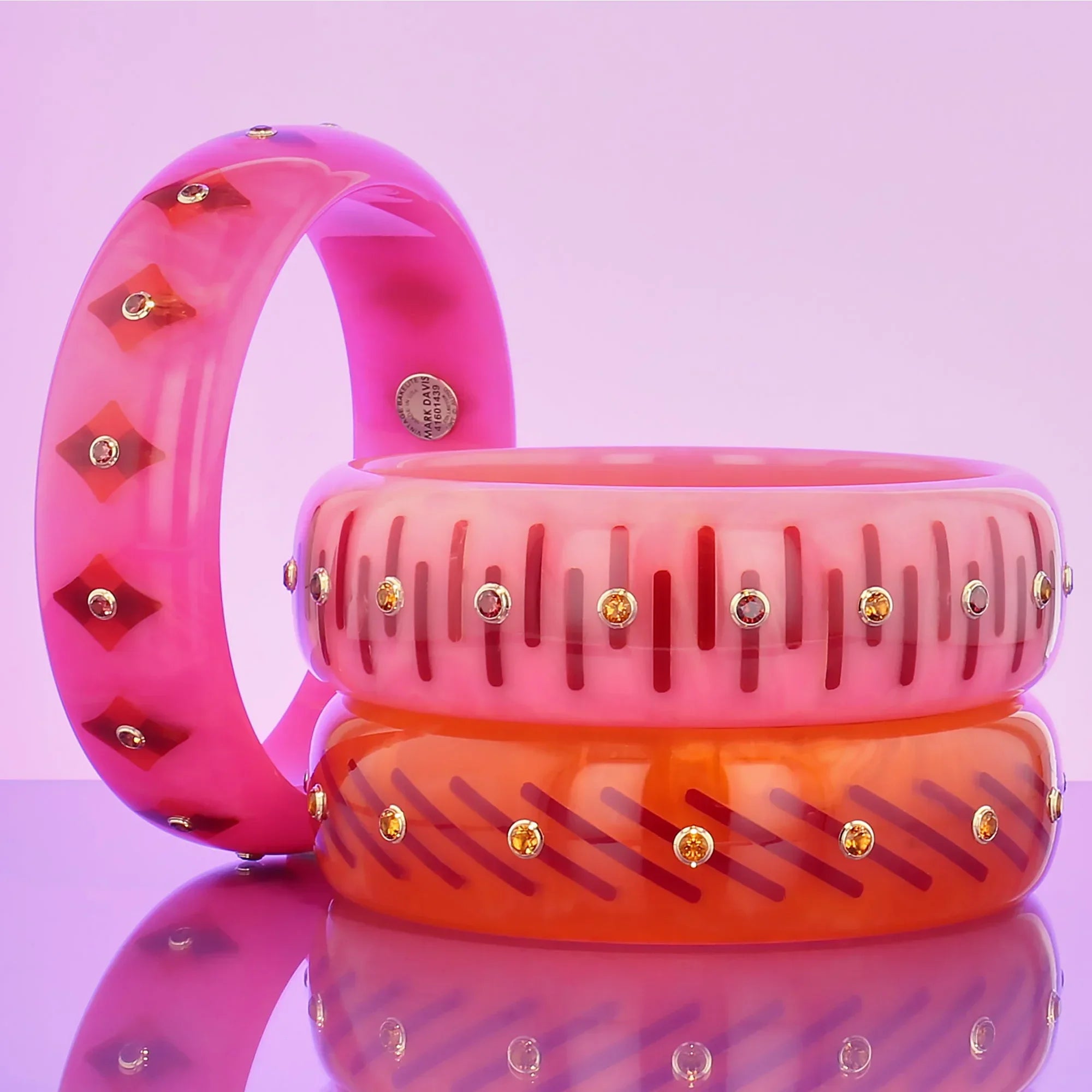 Natalia Bangle | Bakelite with inlay and stones.