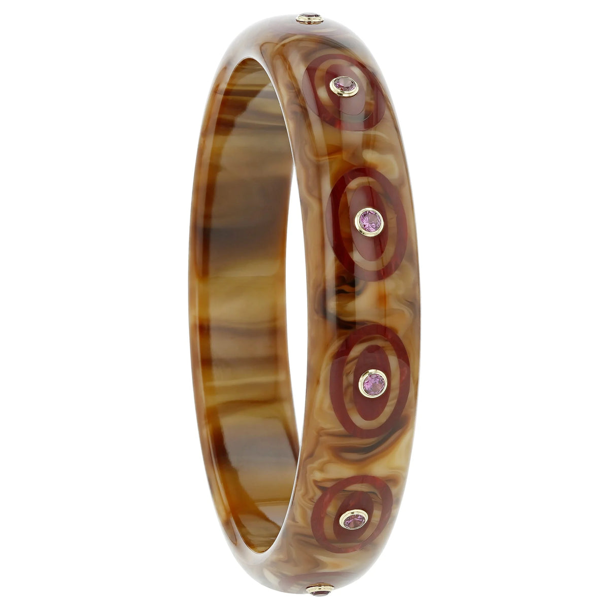 Omari Bangle | Bakelite with inlay and stones.