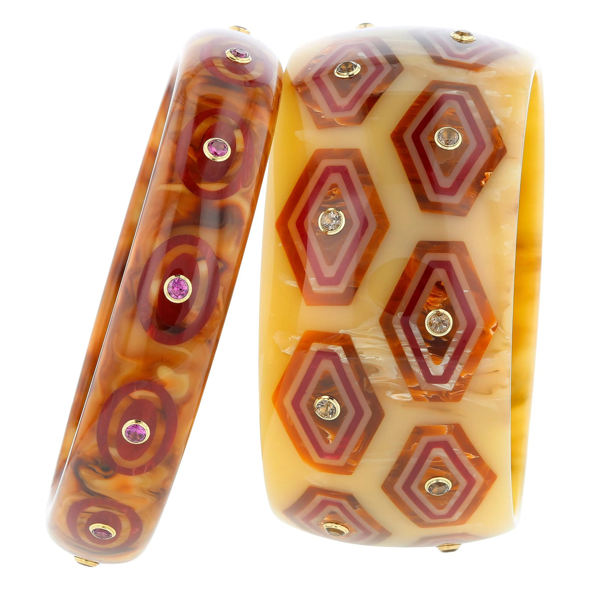 Omari Bangle | Bakelite with inlay and stones.