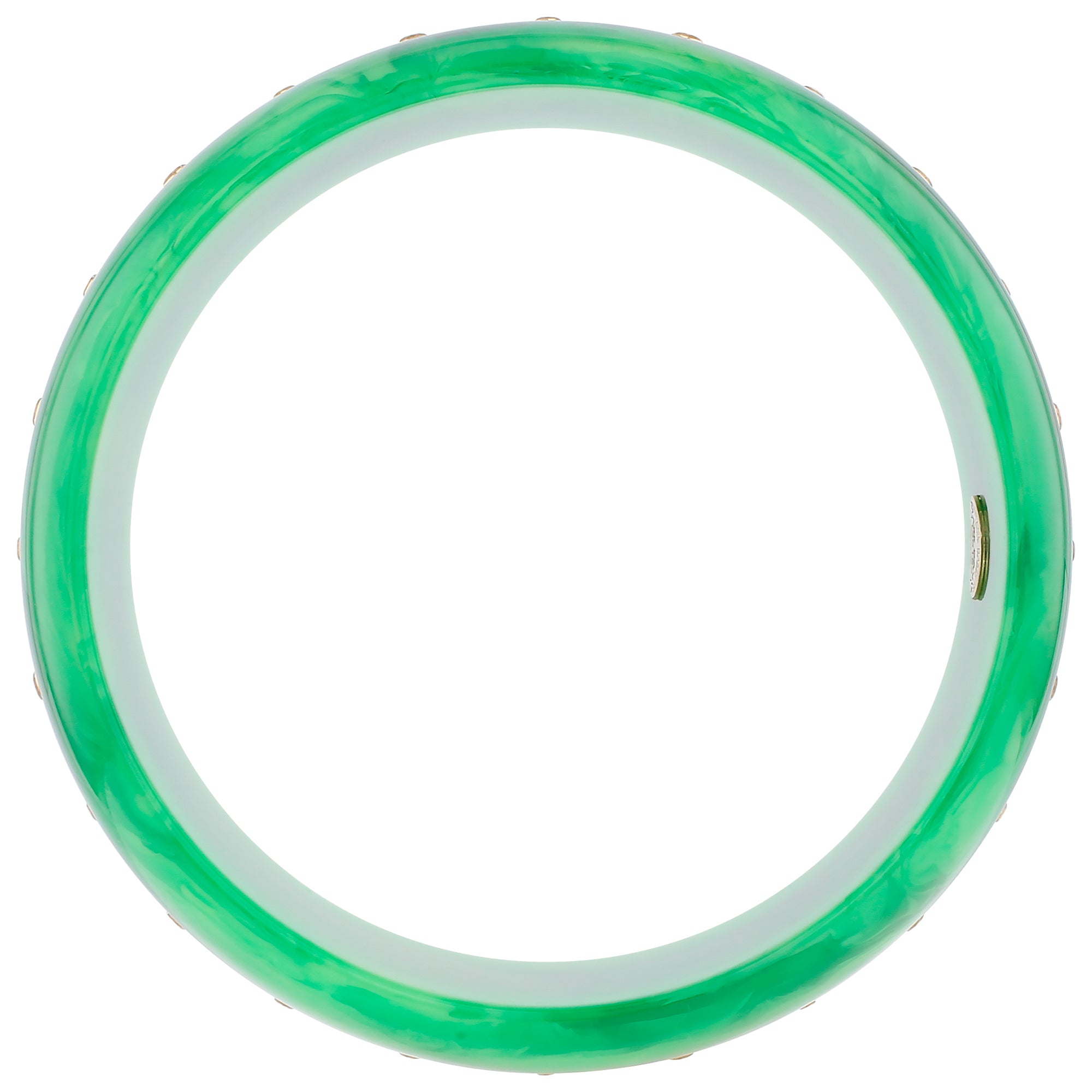 Ophelia Kara Bangle | Vibrant green bakelite with inlay and stones.