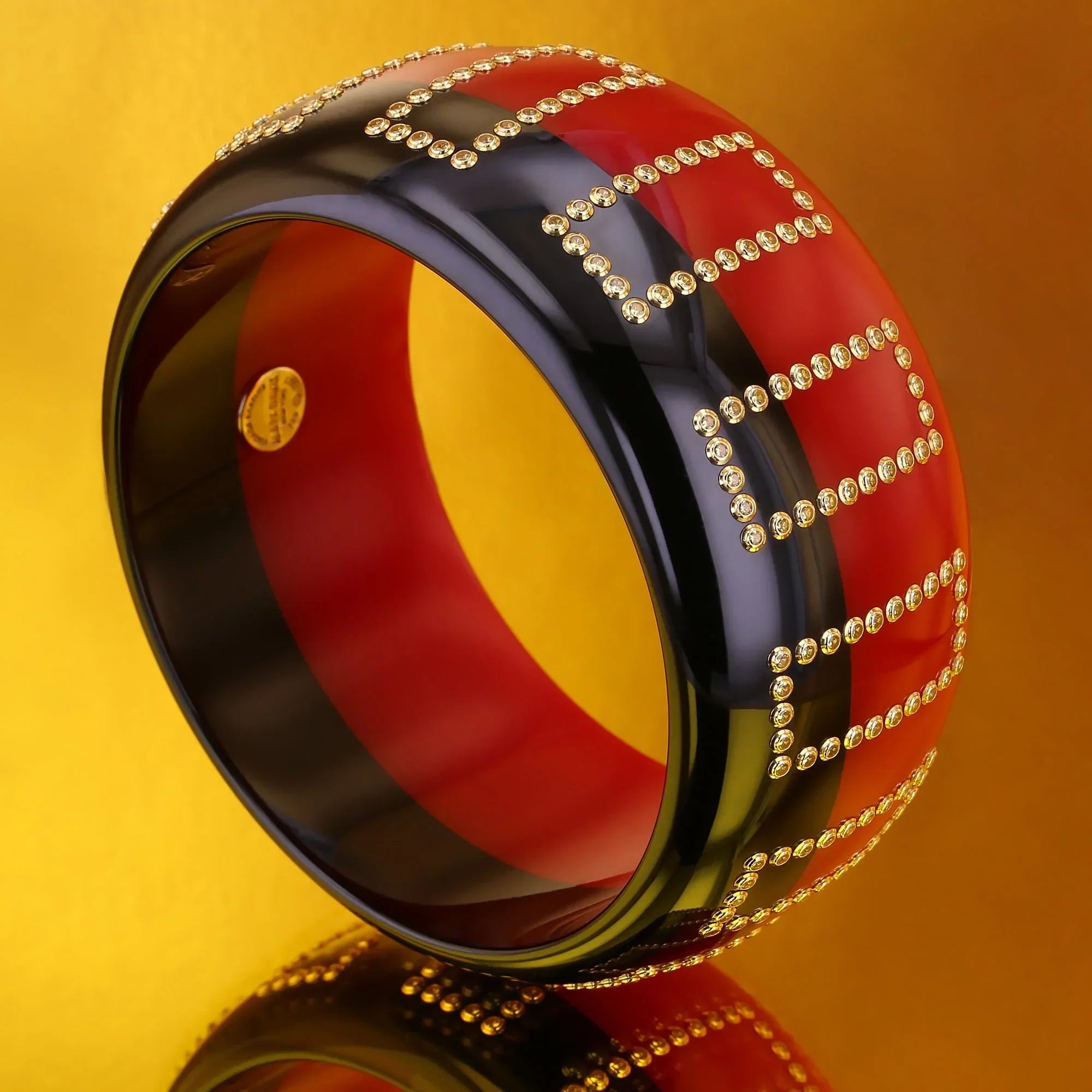 Phaedra Bangle | Bi-color bakelite with inlay and stones.