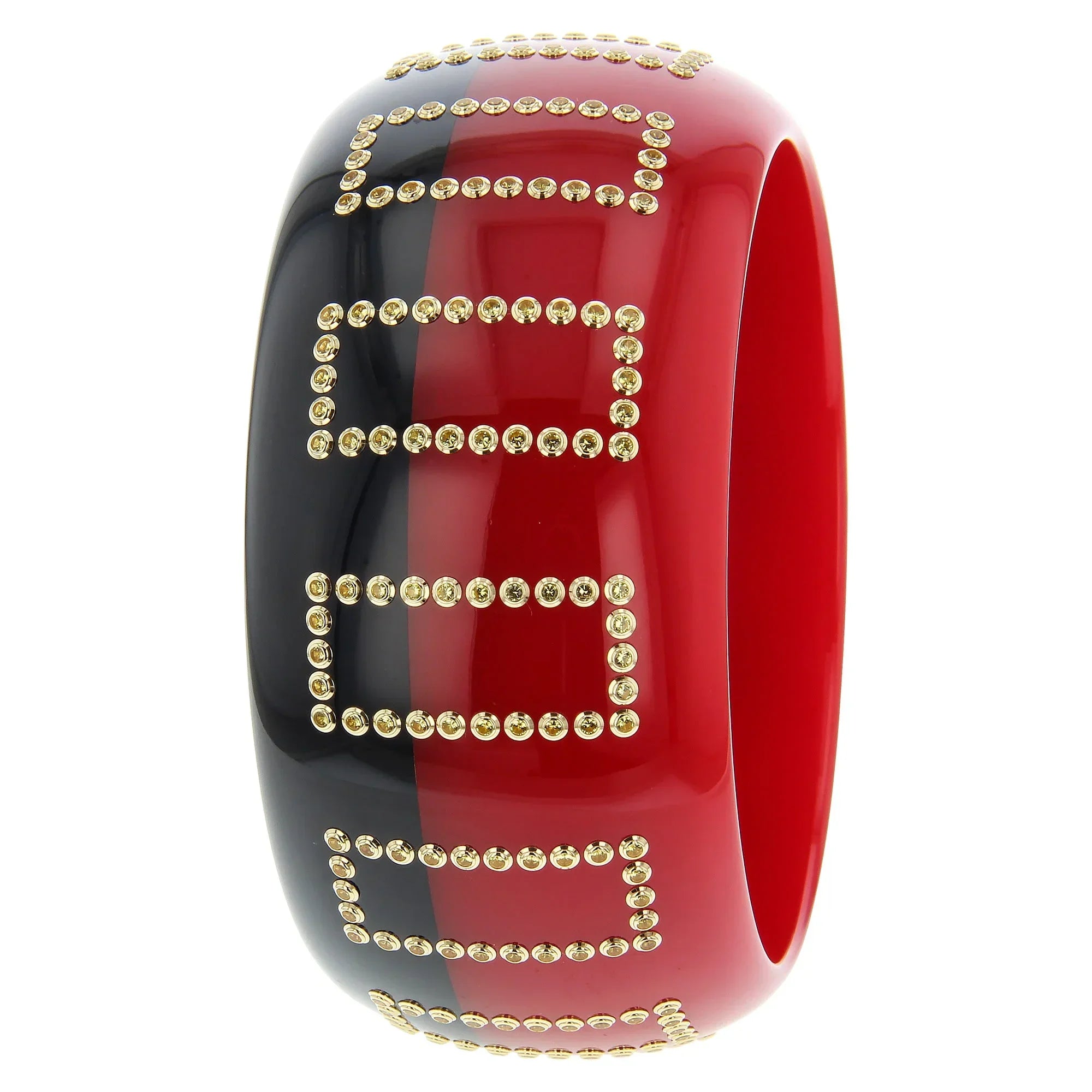 Phaedra Bangle | Bi-color bakelite with inlay and stones.