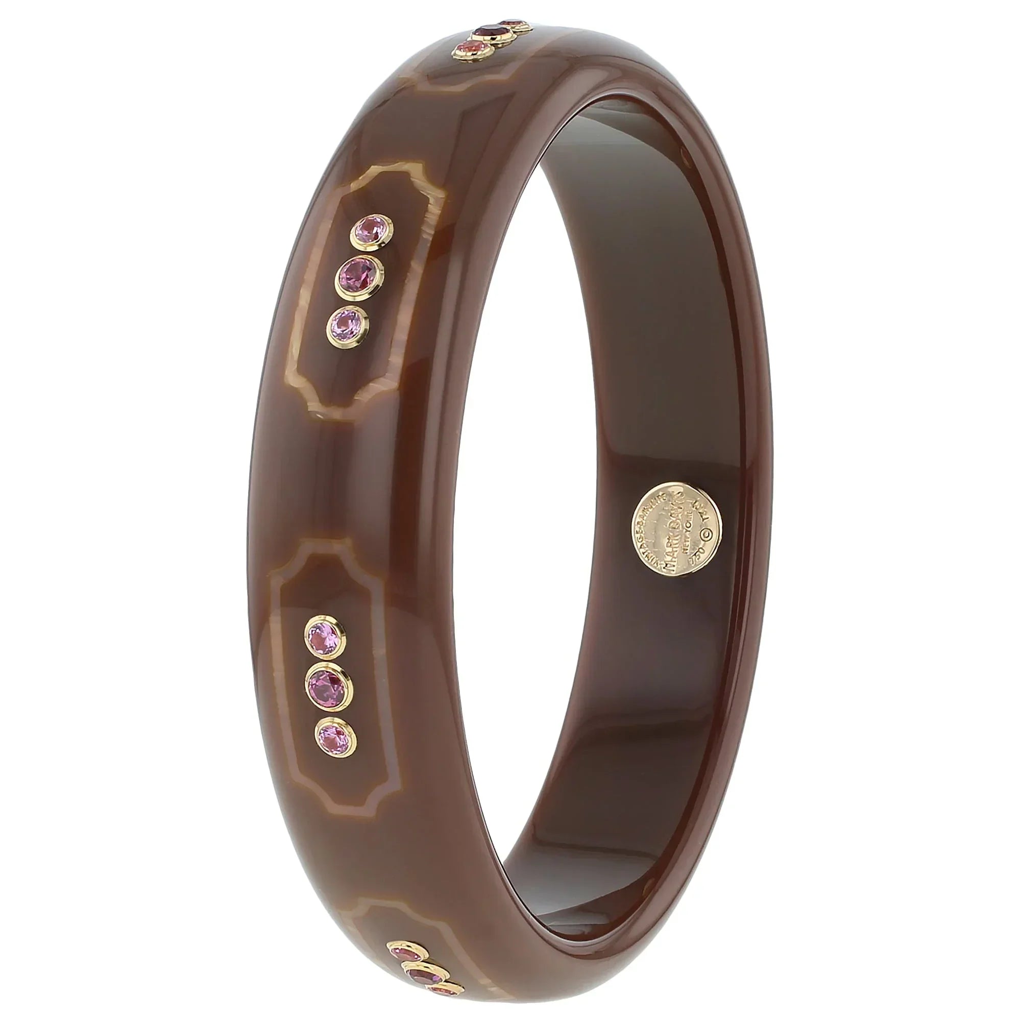 Rowan Bangle | Milk chocolate bakelite with inlay and stones.