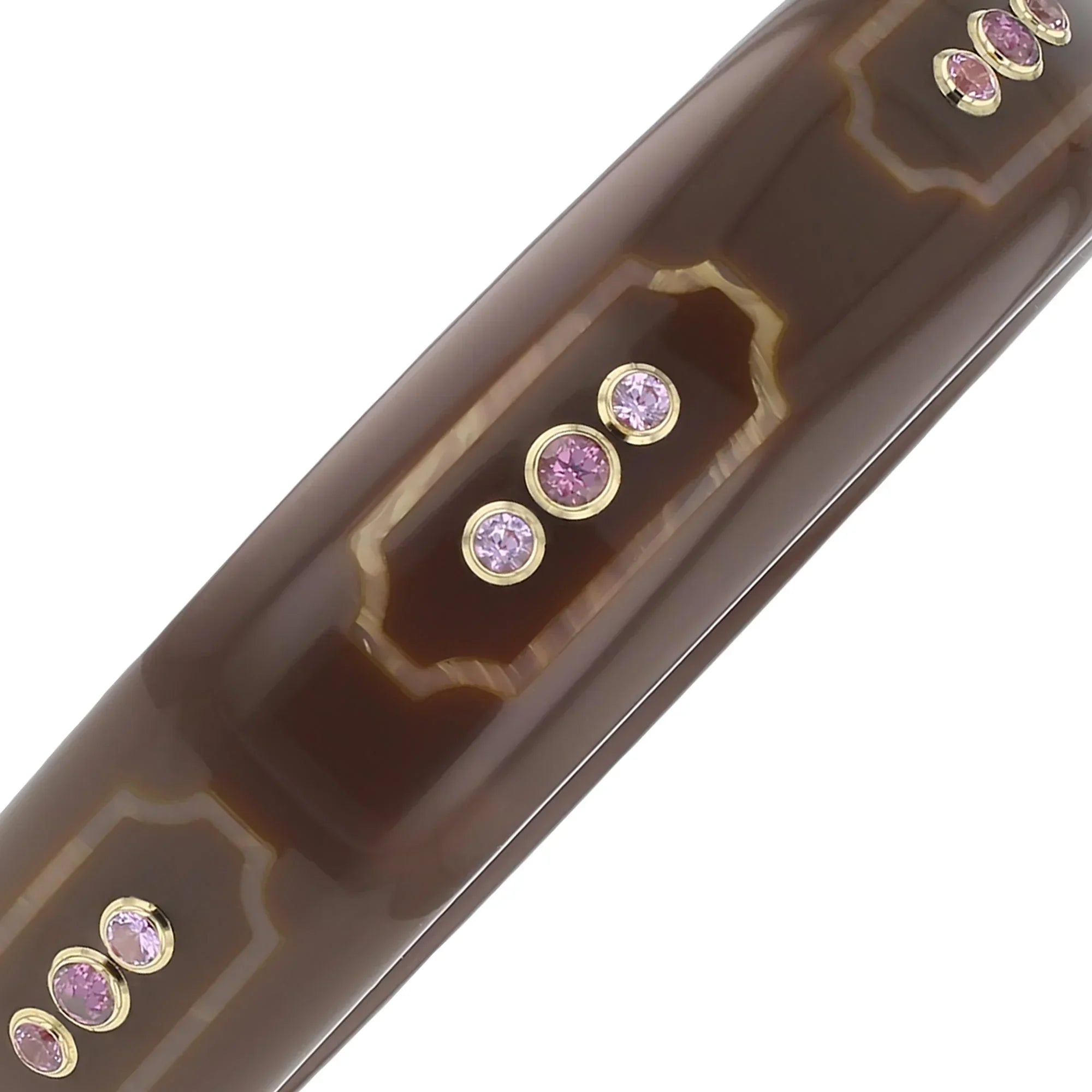 Rowan Bangle | Milk chocolate bakelite with inlay and stones.