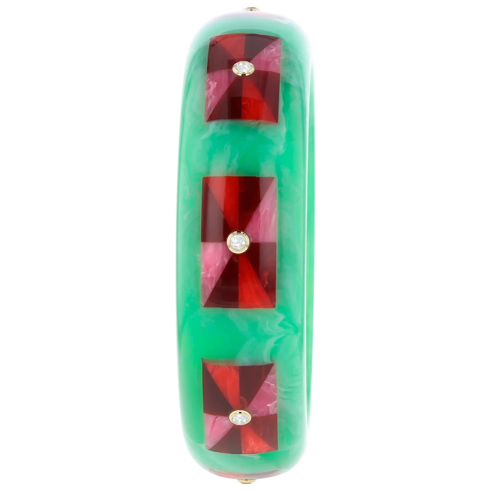 Sawyer Bangle | Sea green bakelite bangle with inlay and stones.