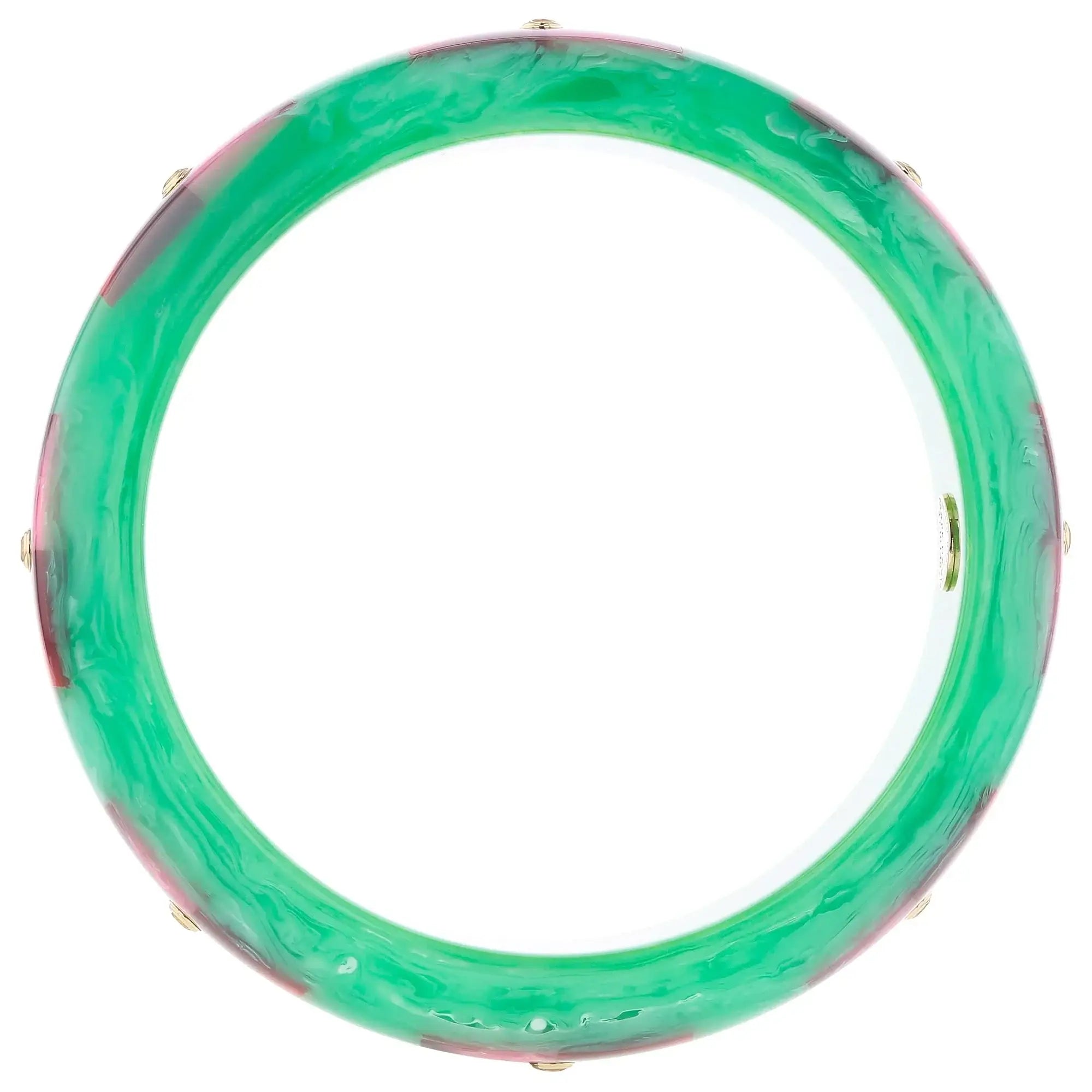 Sawyer Bangle | Sea green bakelite bangle with inlay and stones.