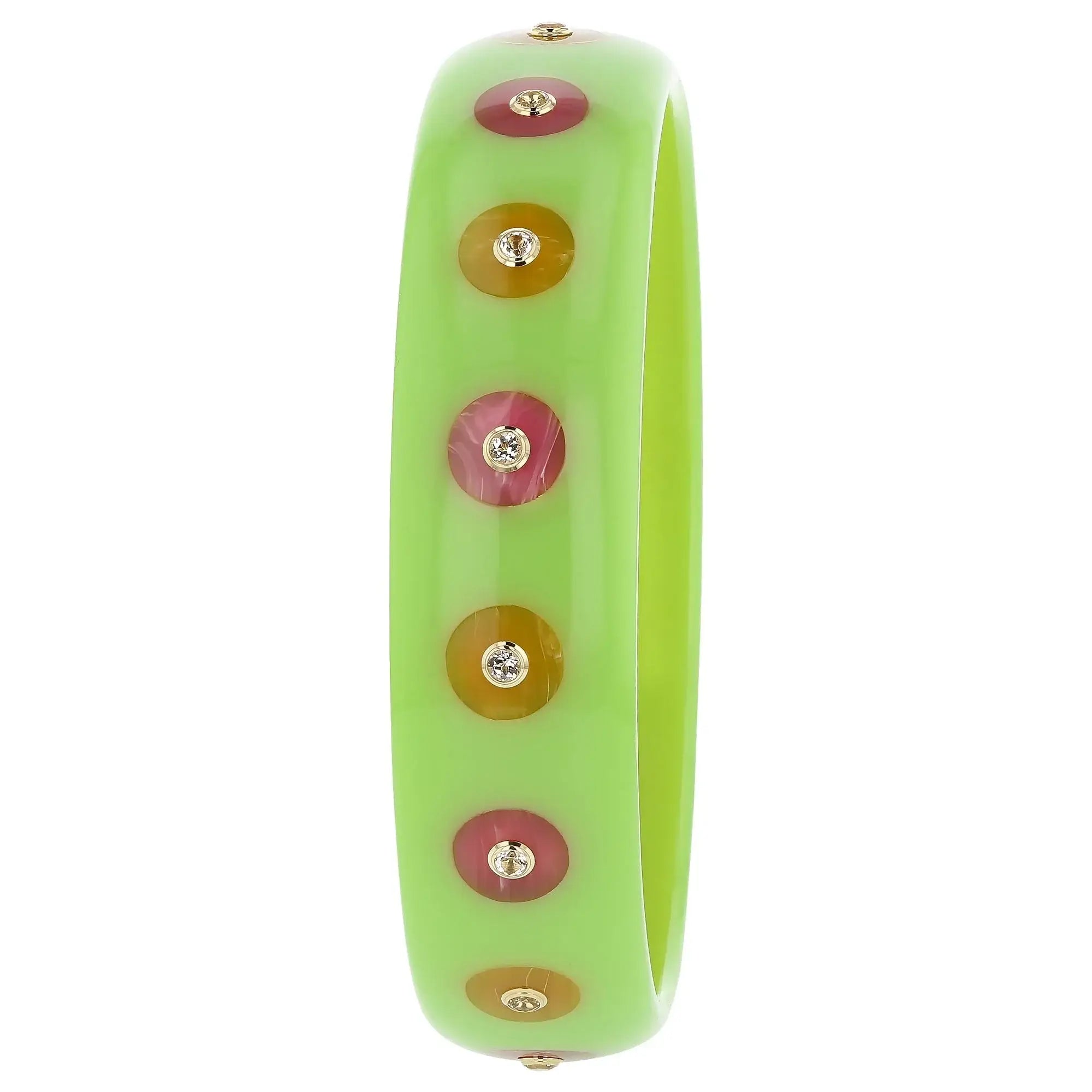 Sophia Bangle | Expressive bakelite bangle with inlay and stones.