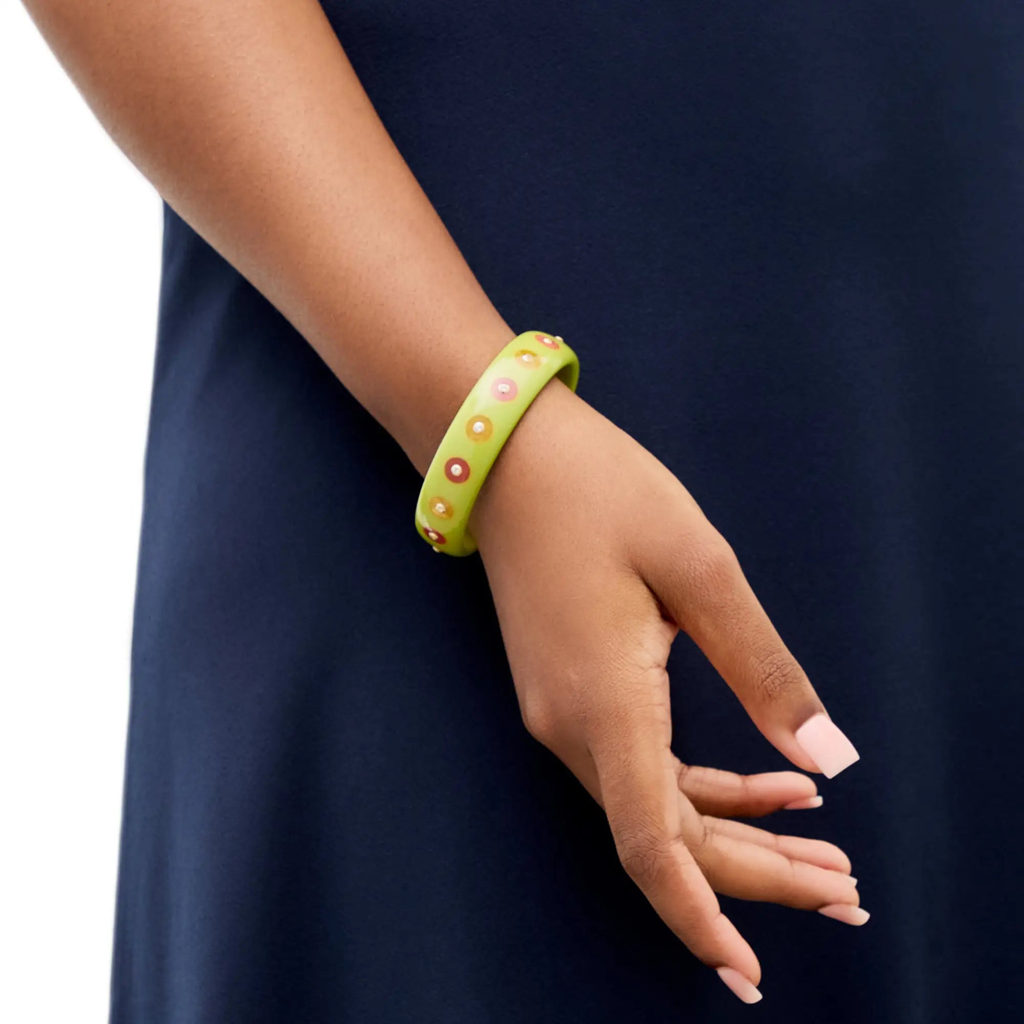 Sophia Bangle | Expressive bakelite bangle with inlay and stones.