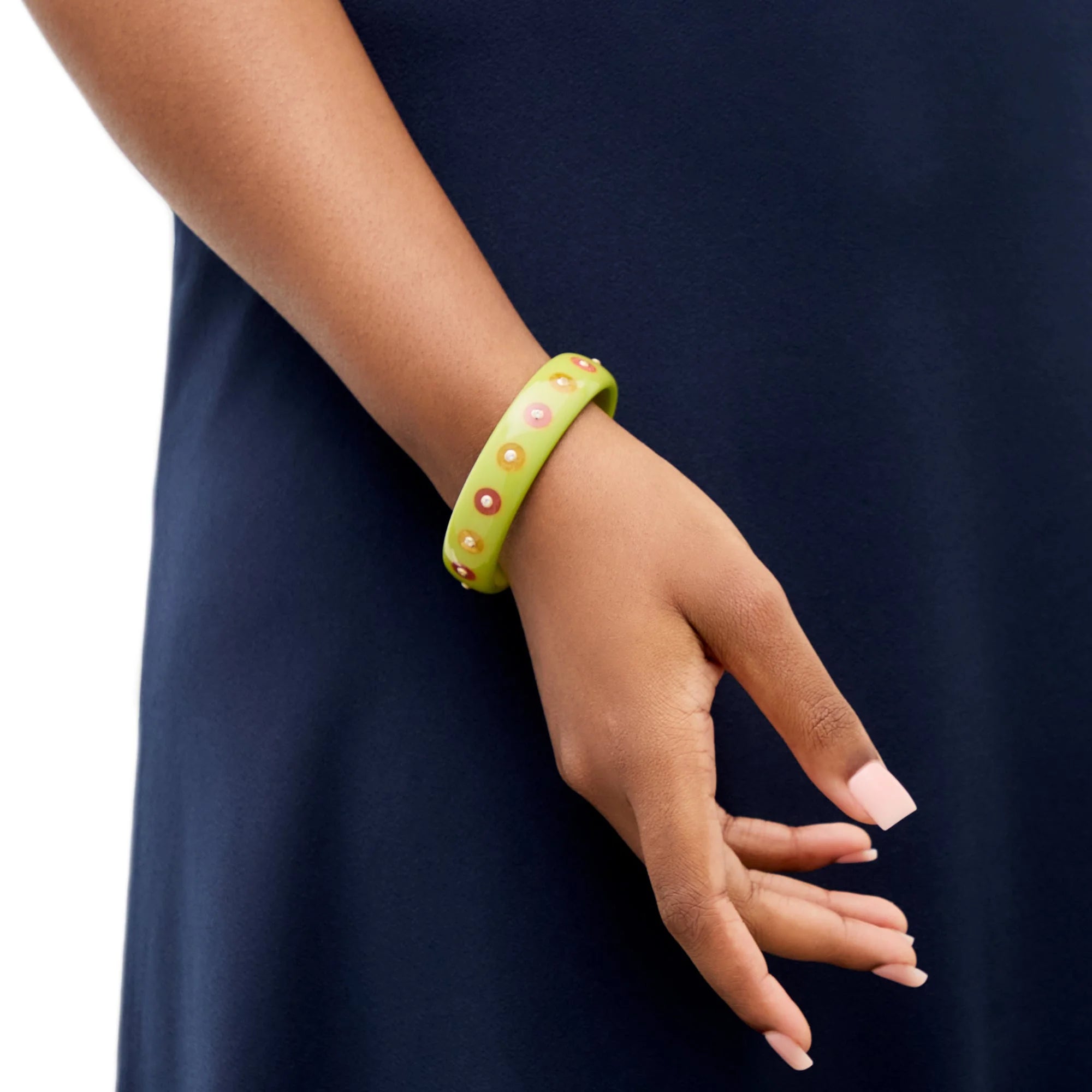 Sophia Bangle | Expressive bakelite bangle with inlay and stones.