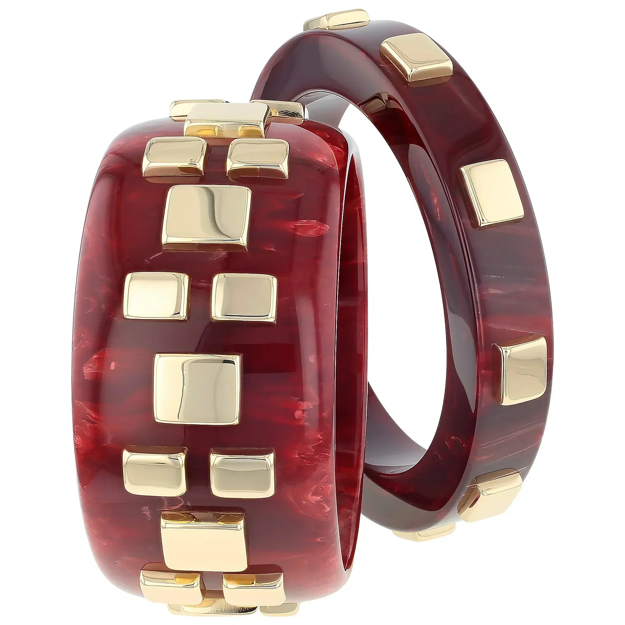 Valencia Bangle | Deep burgundy bakelite with inlay.