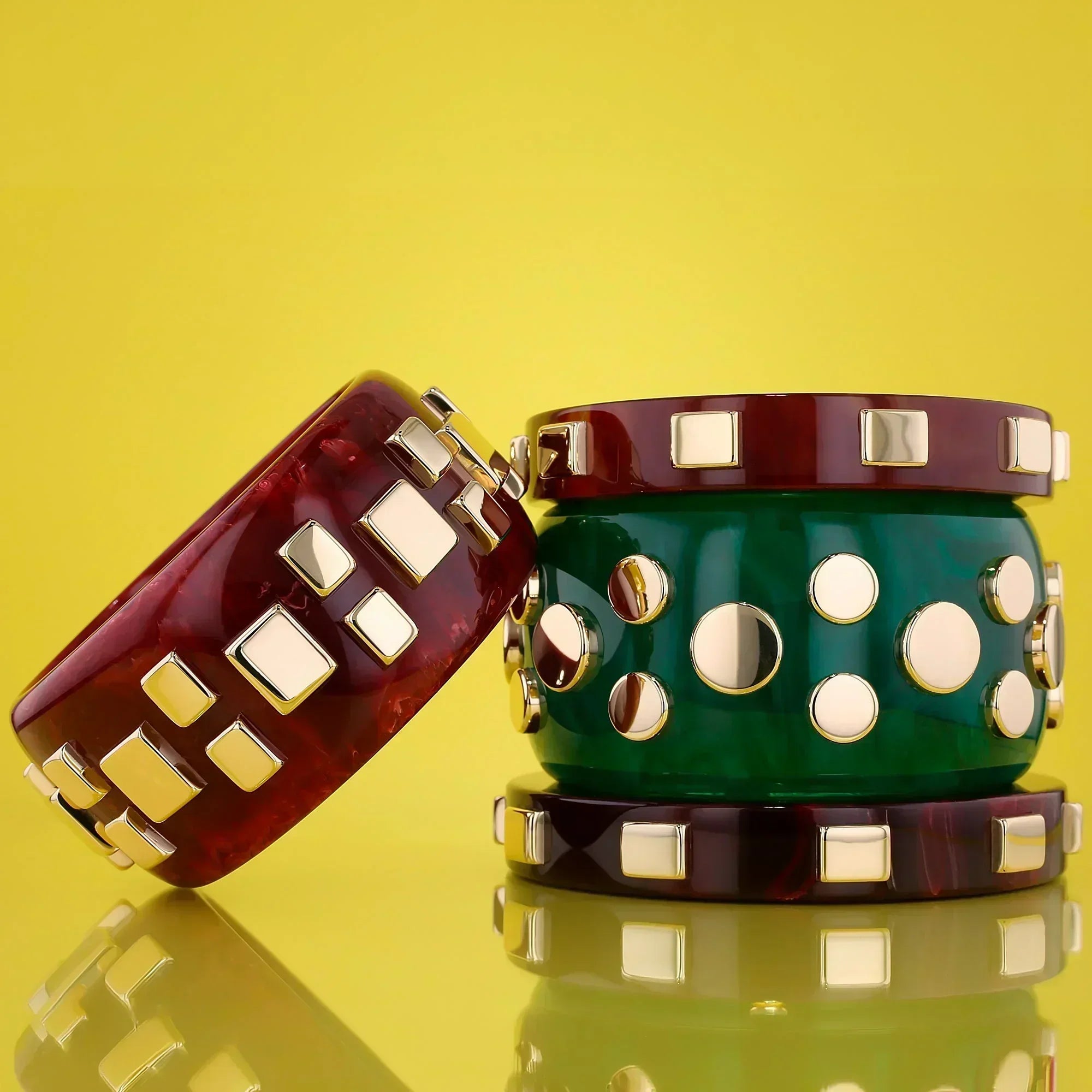 Valencia Bangle | Burnt sienna bakelite with inlay.