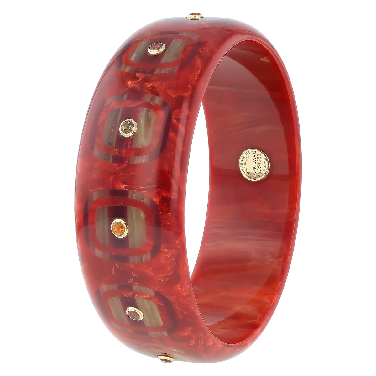 Valentina Bangle | Bakelite with inlay and stones.