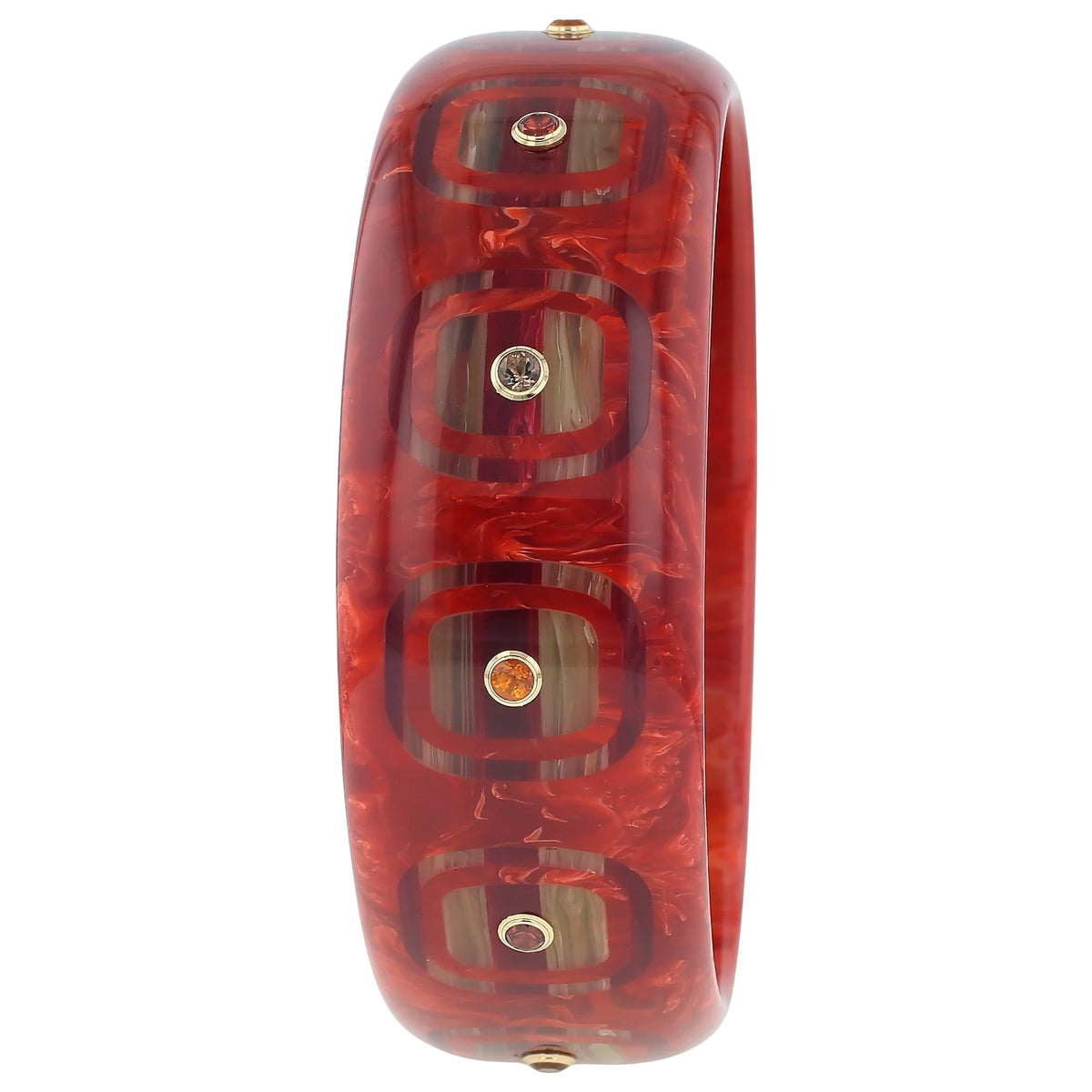Valentina Bangle | Bakelite with inlay and stones.