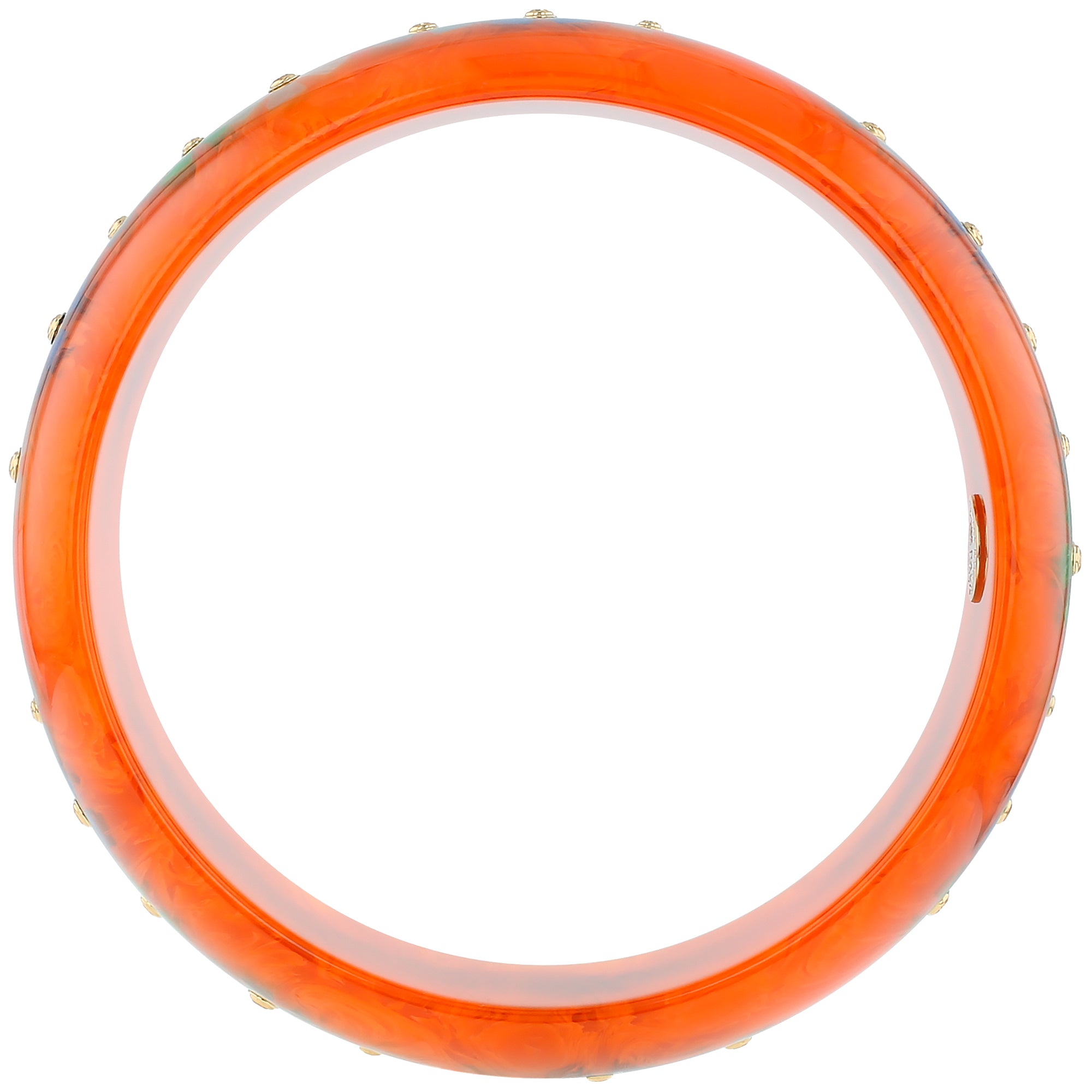 Vanda Bangle | Royal orange bakelite with inlay and stones.