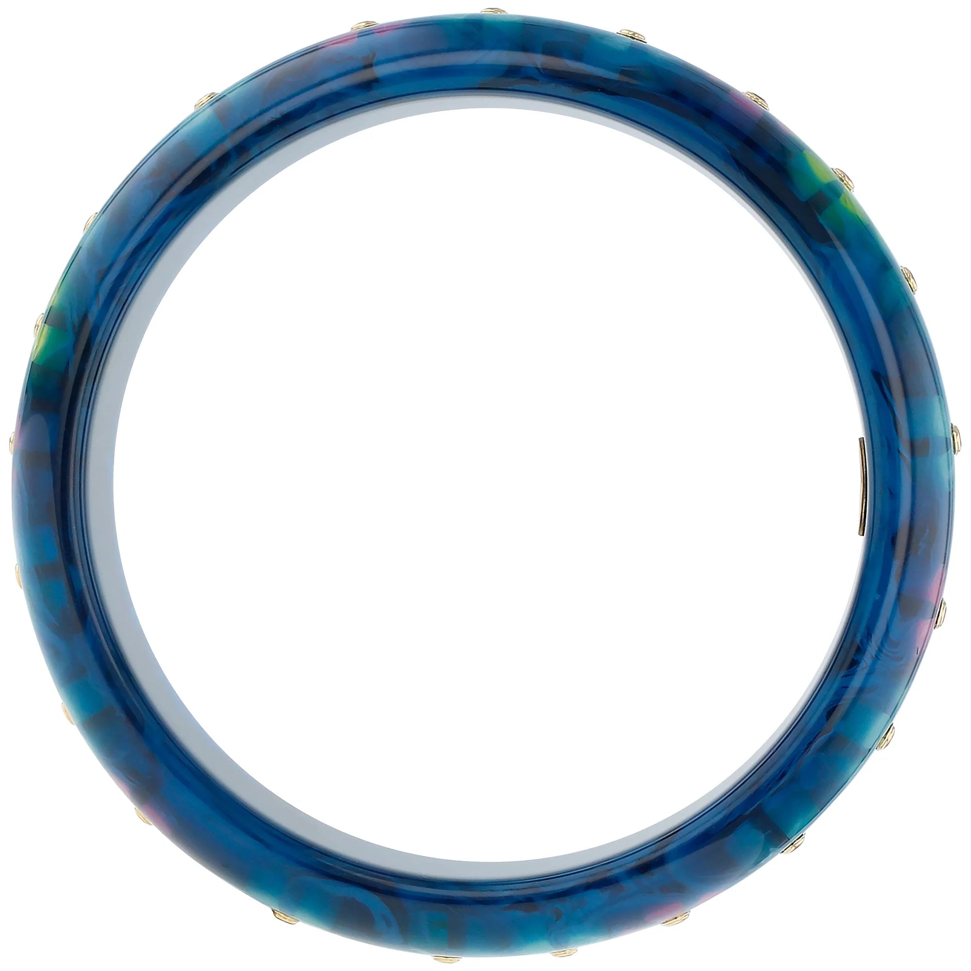Vanda Bangle | Azure blue bakelite with inlay and stones.