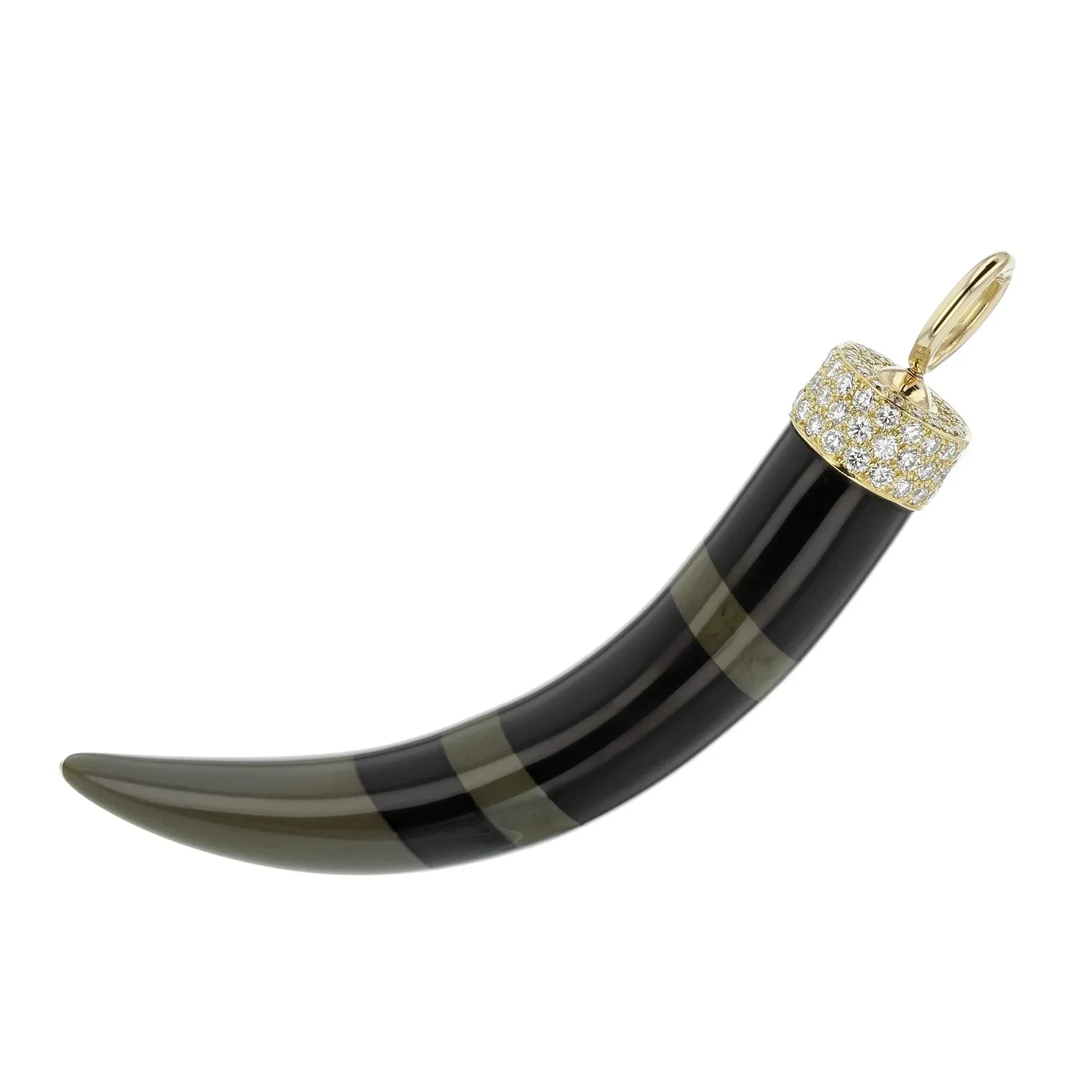 Vreeland Pendant | Tusk shaped pendant with stones.