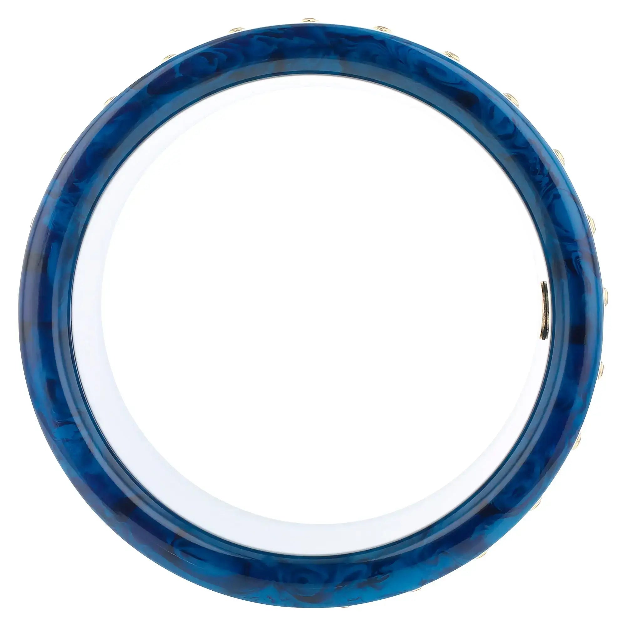 Wren Bangle | Deep blue bakelite with inlay and stones.